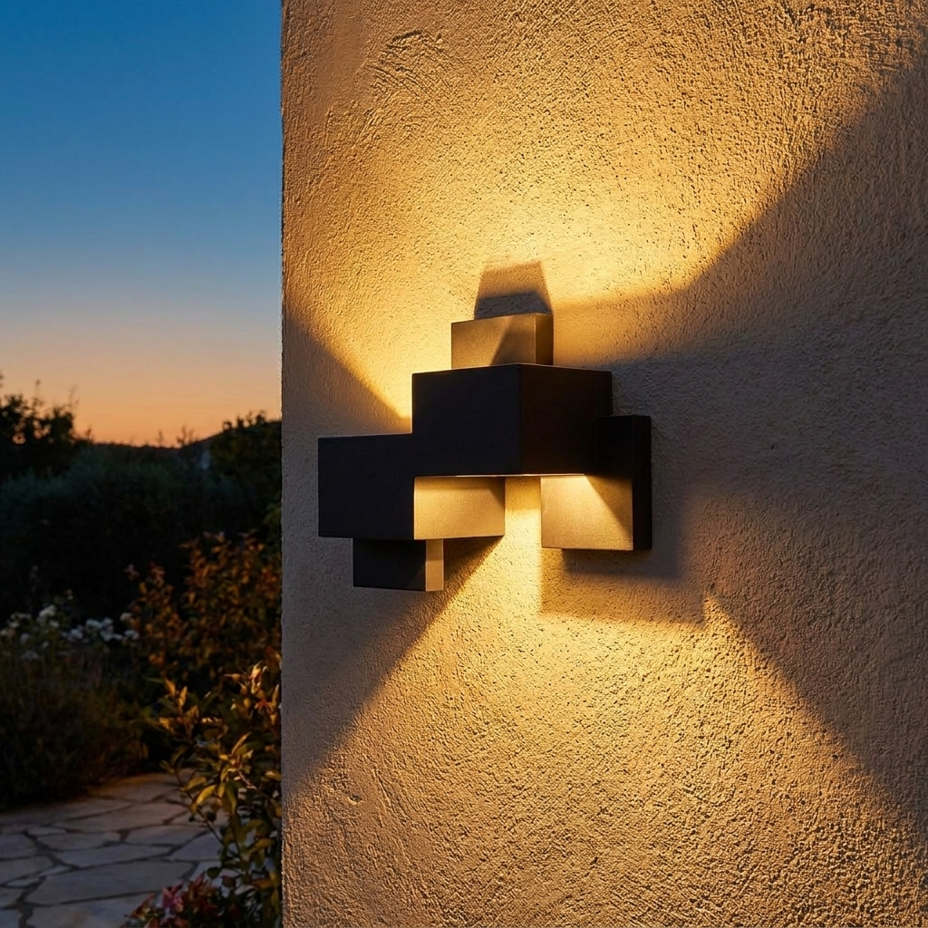 Geometric Up-Down Outdoor Wall Sconce lifestyle 1