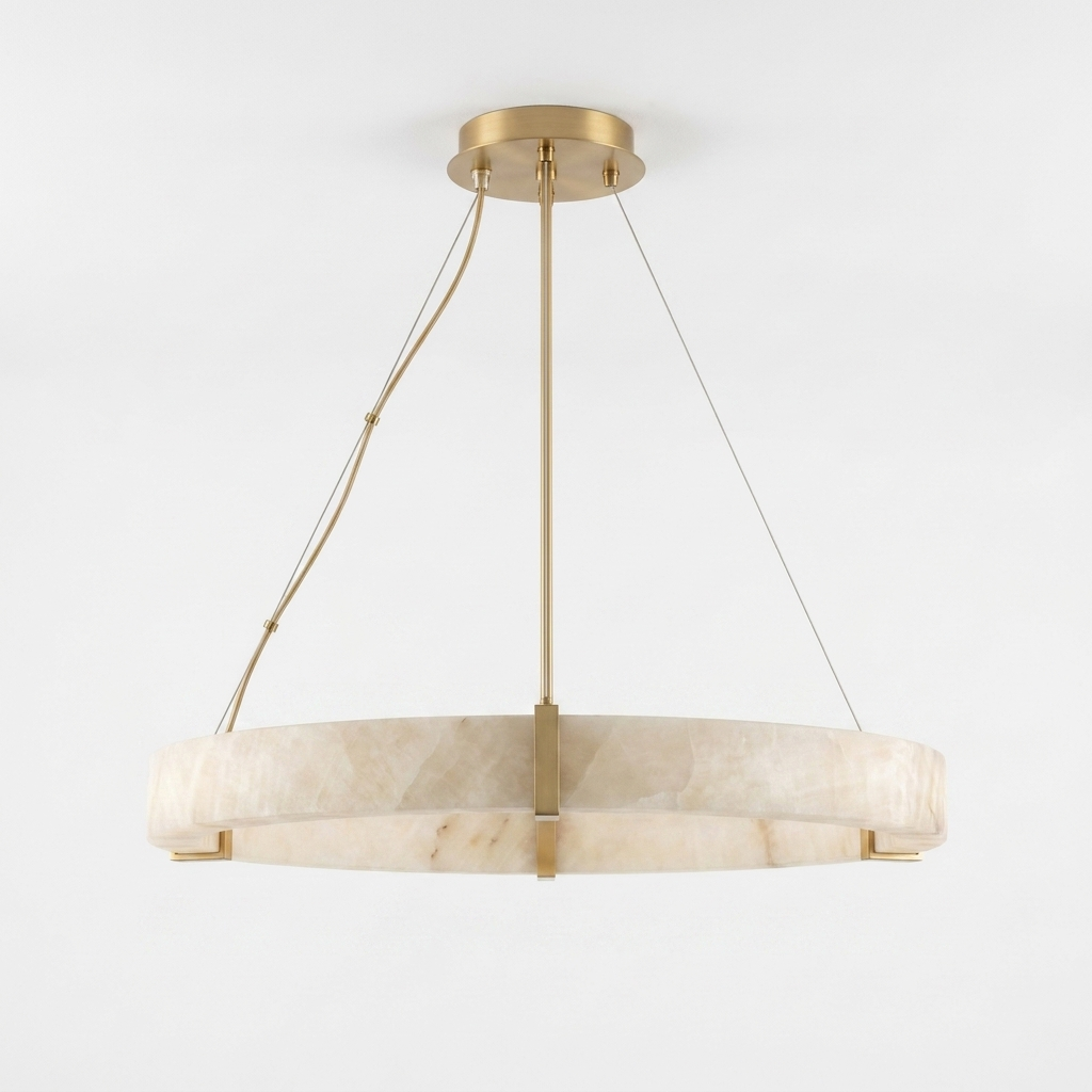 Alabaster Ring Chandelier side profile showing fixture depth
