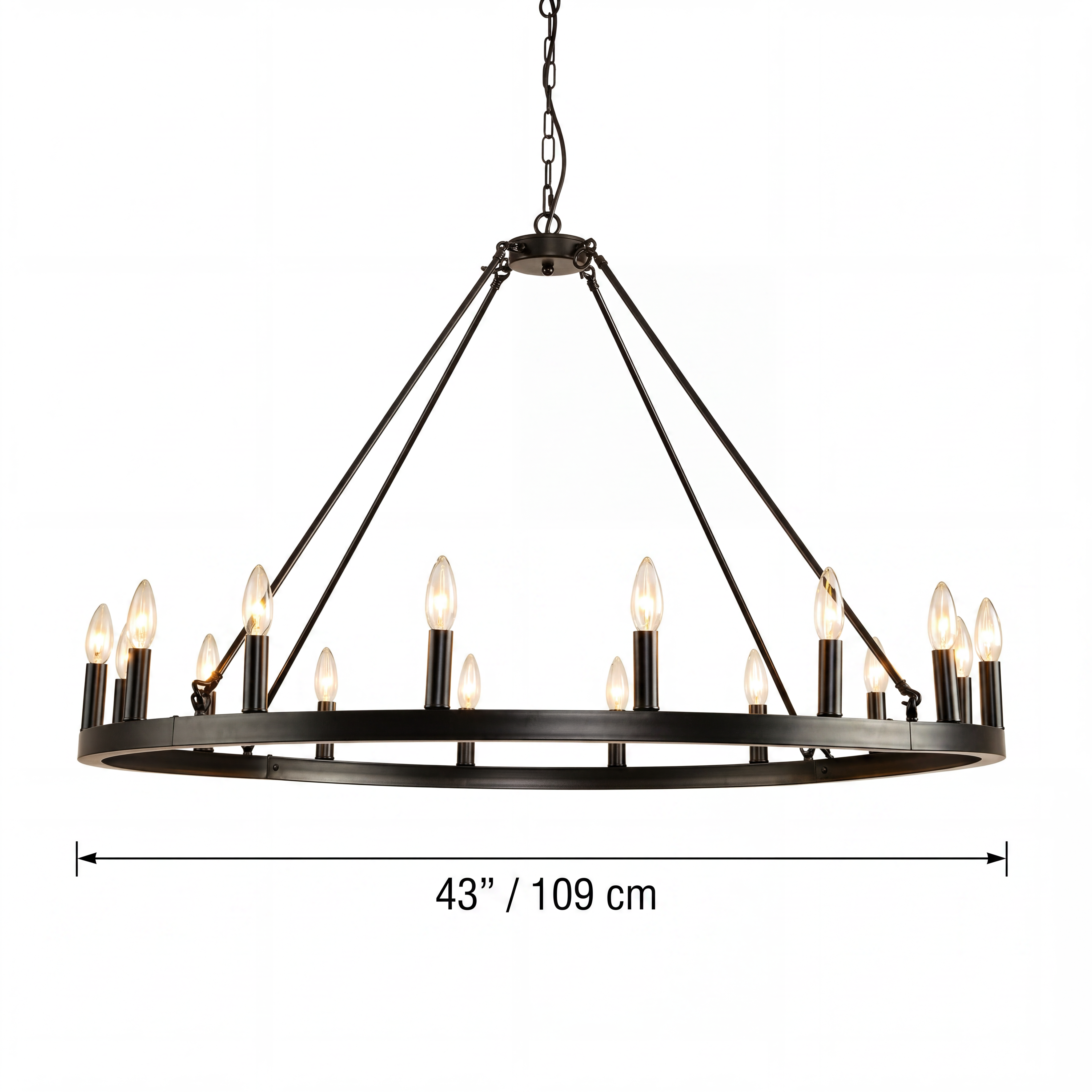 Wagon Wheel Chandelier dimensions 43 inch diameter