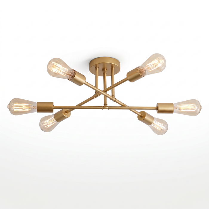 Sputnik Chandelier | Gold & Black Industrial for Bedroom & Dining Room