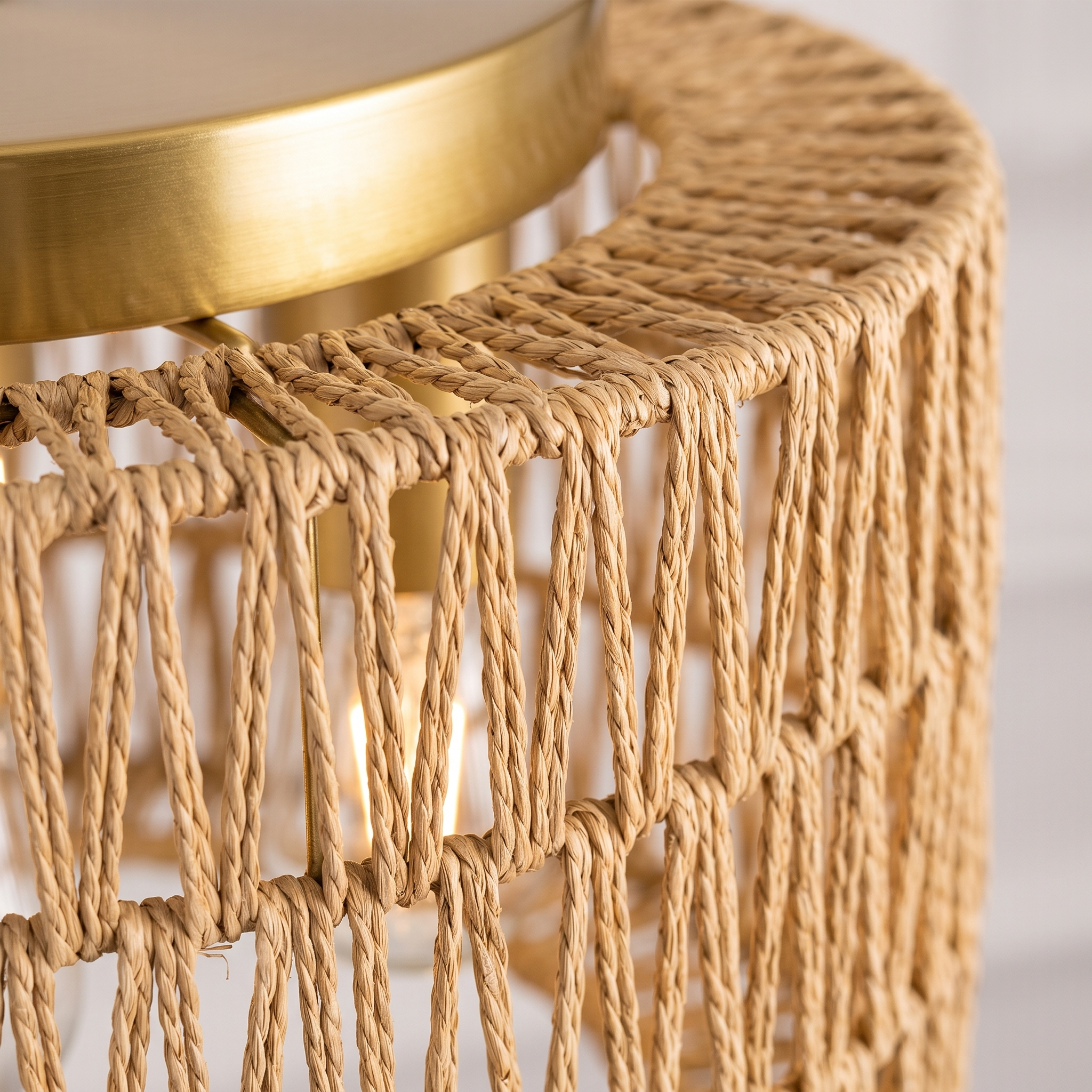 Rattan Ceiling Light weave texture detail