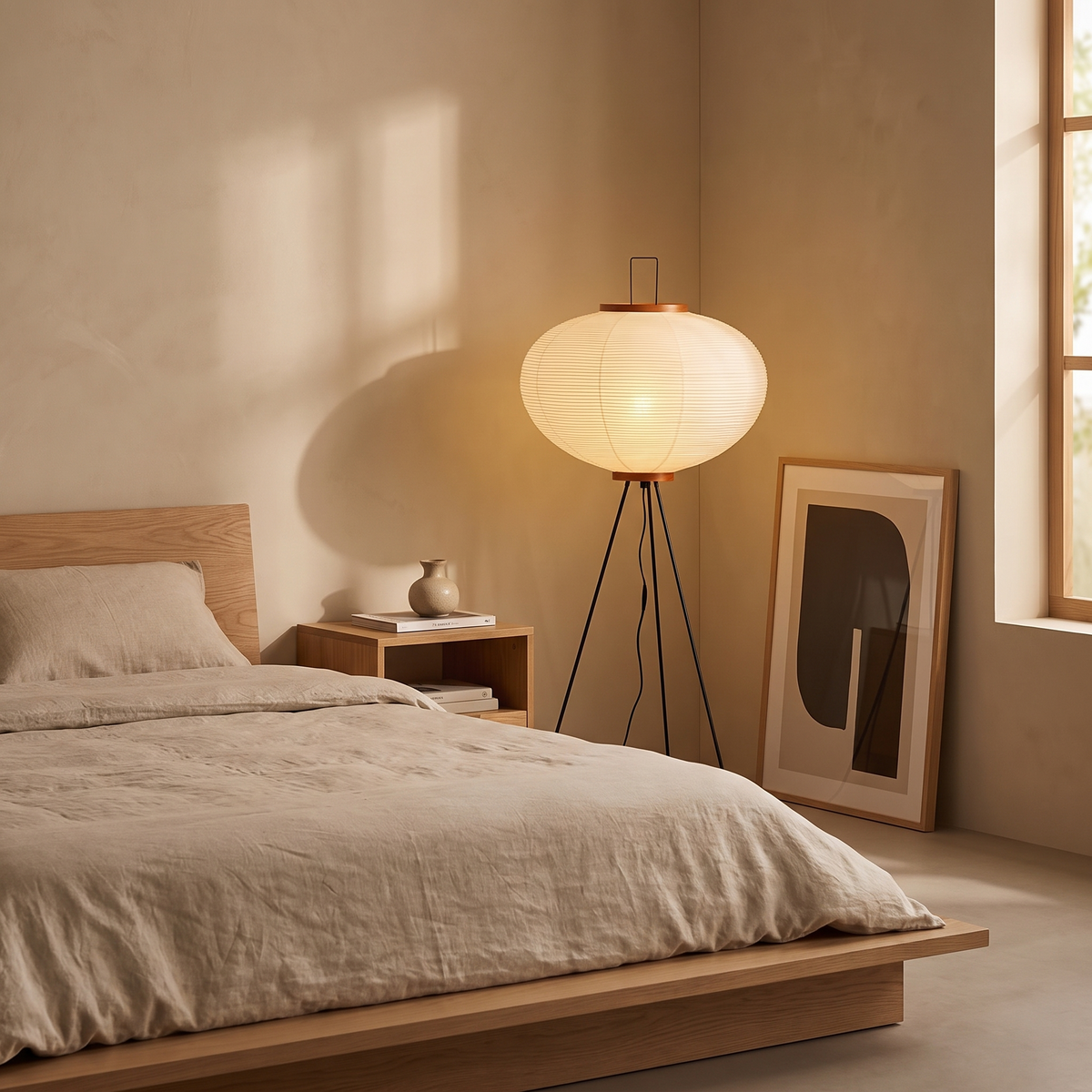 Rice Paper Floor Lamp | Japanese Paper Lantern for Living Room & Bedroom