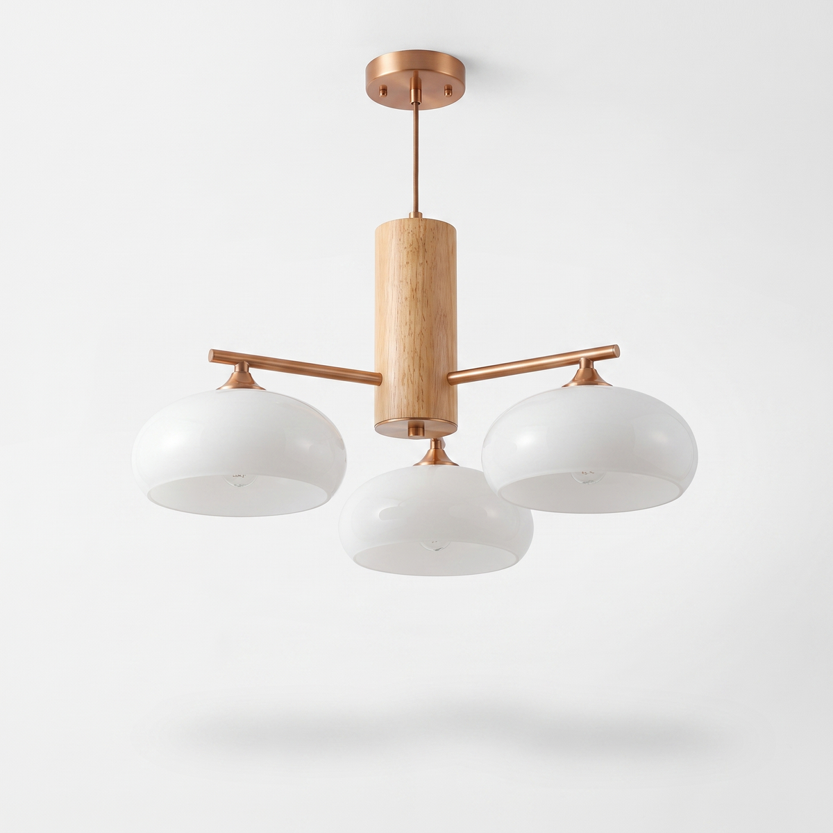 Copper Chandelier | Rustic Farmhouse Wood Beam for Dining Room & Living Room, 3 or 5-Light