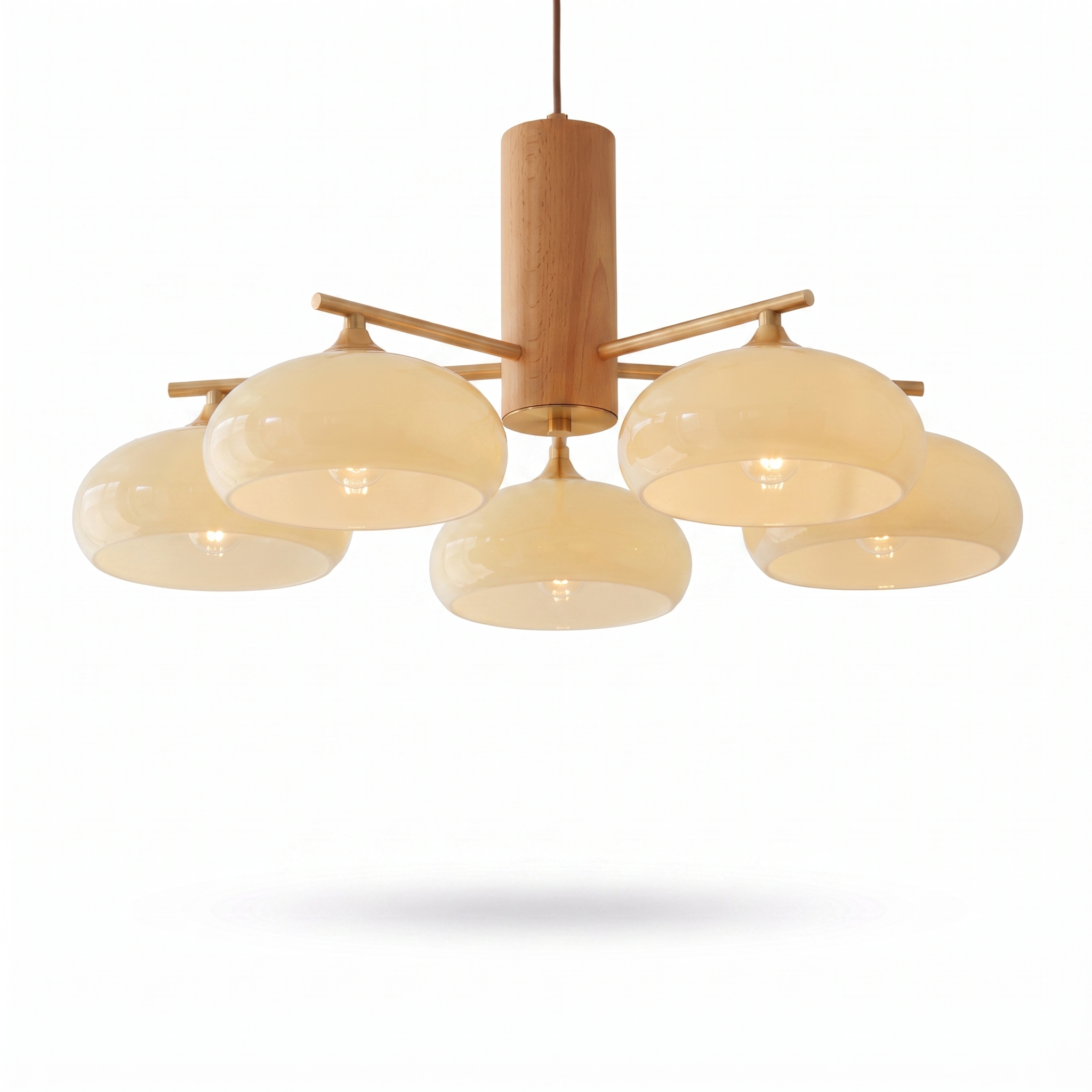 Copper Chandelier 5 Lights Milk Yellow