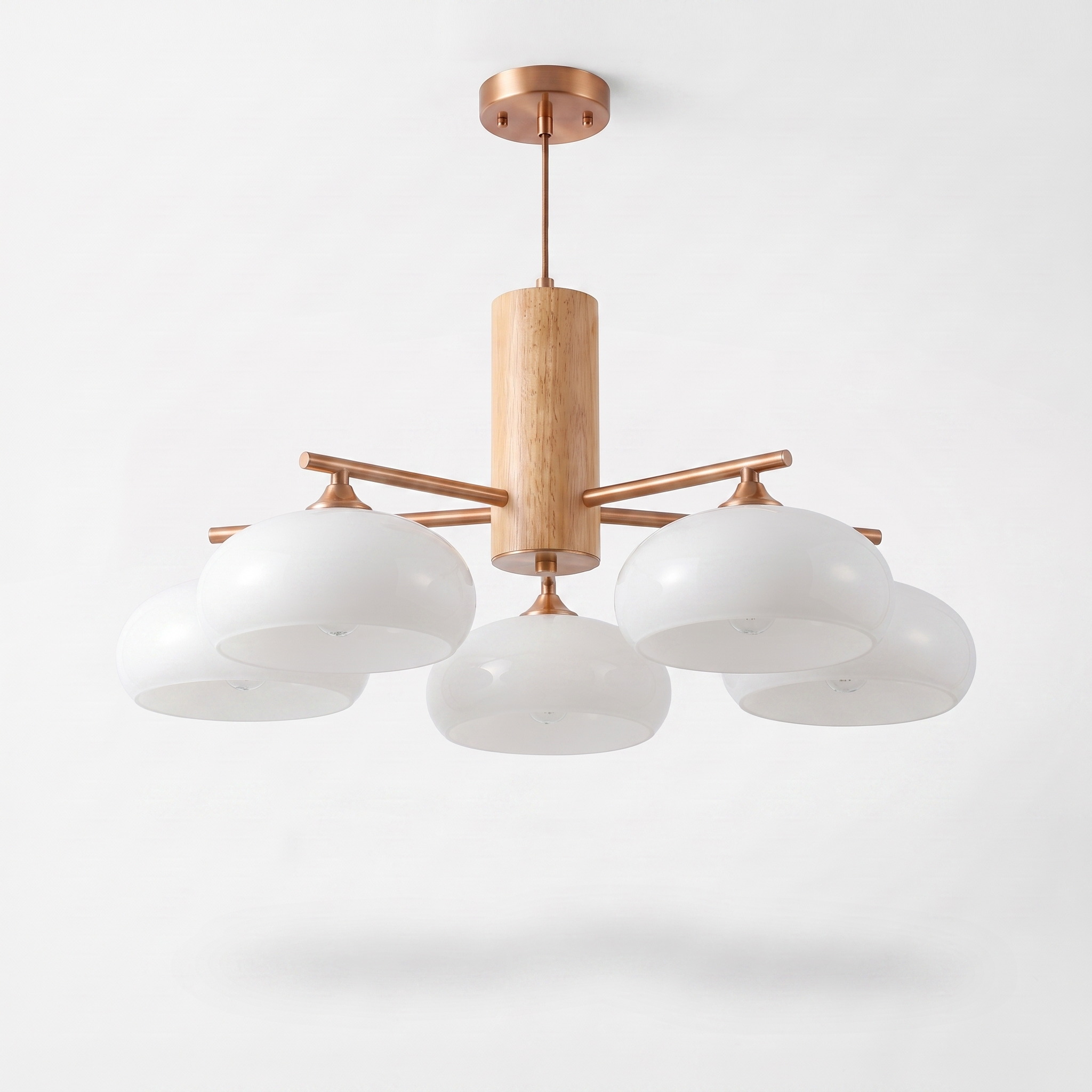 Copper Chandelier 5 Lights Milk White