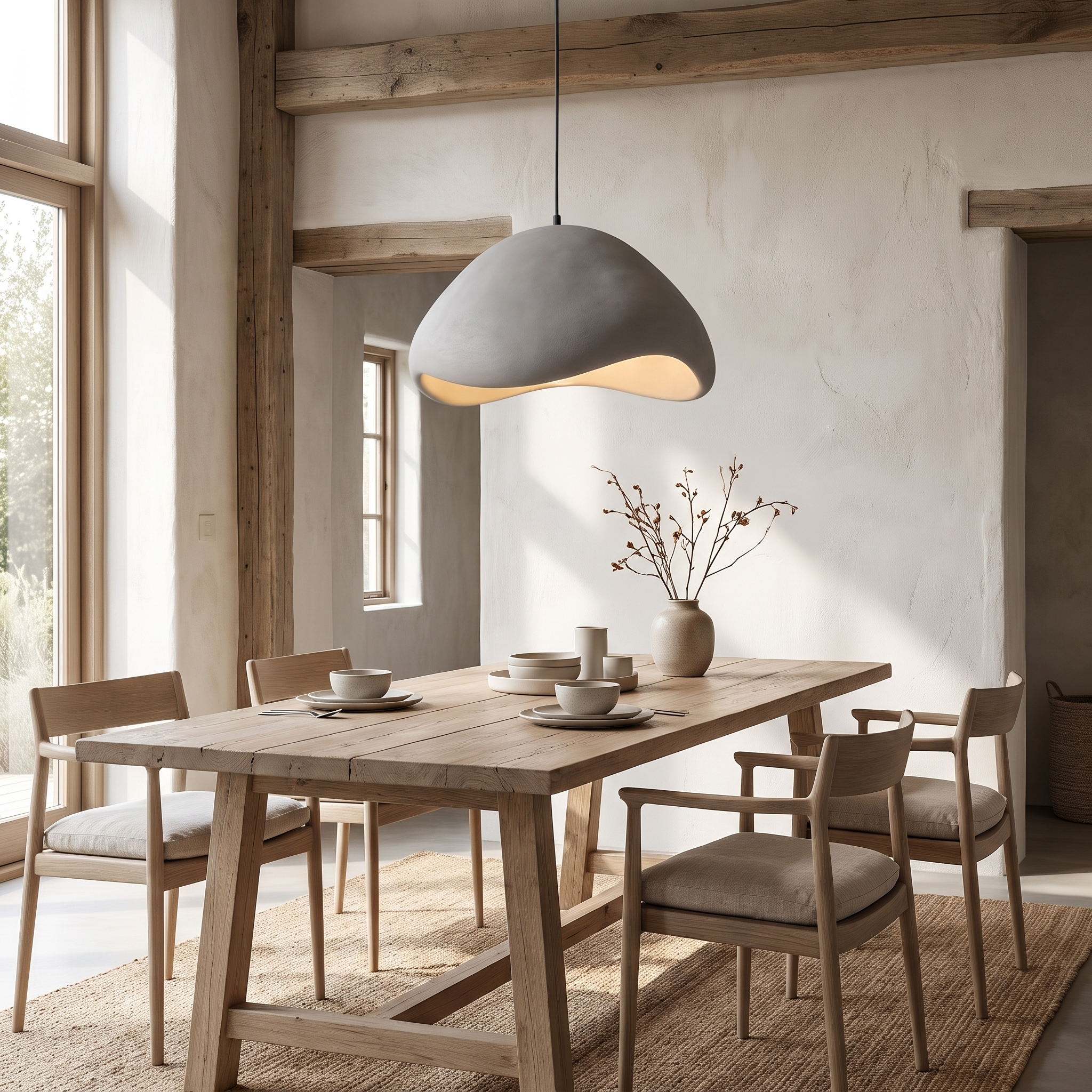 Woven Pendant Light in dining room