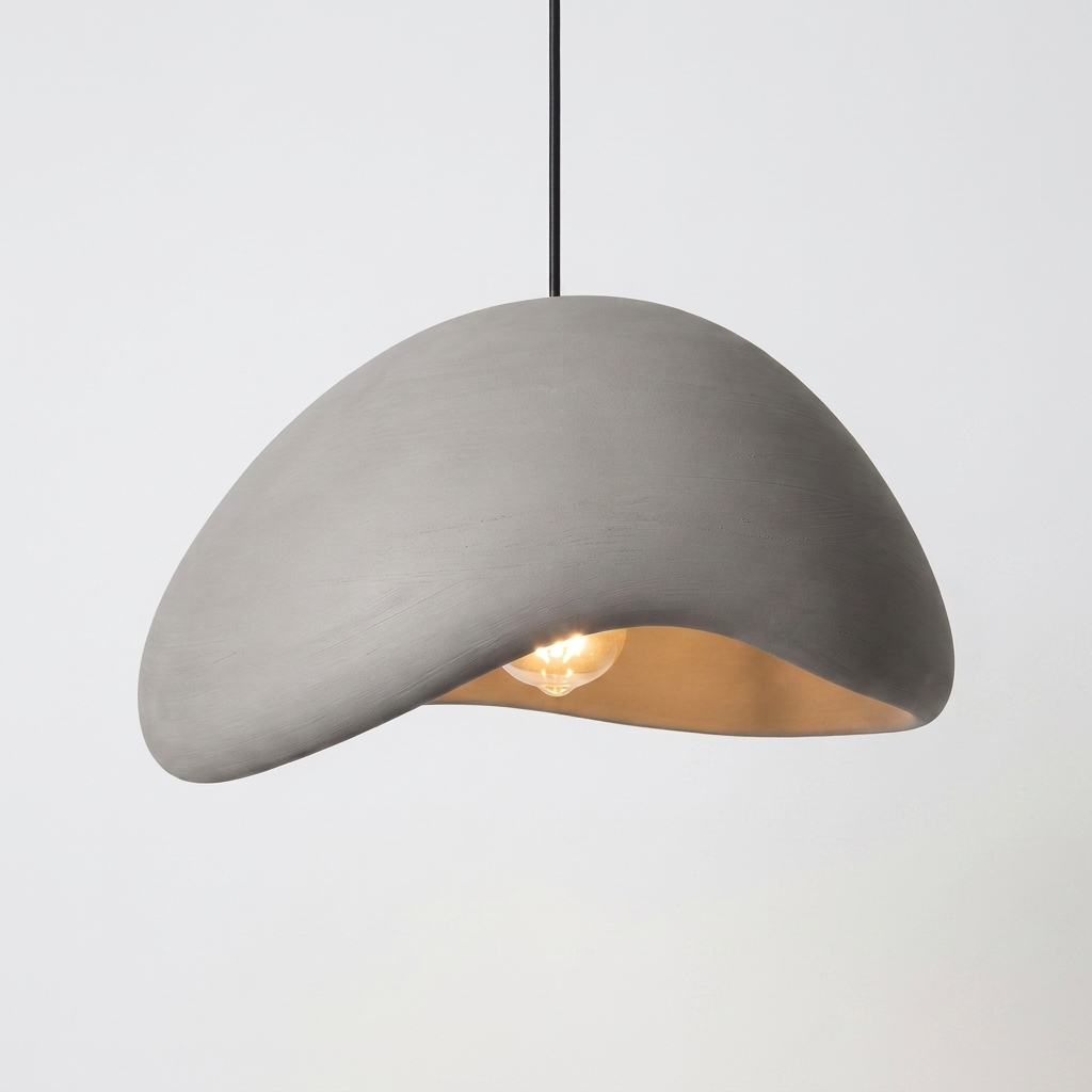 Grey resin pendant light product photo on a clean neutral background