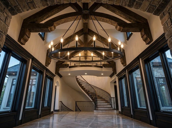 Designer Wagon Wheel Chandelier for Vaulted Ceiling & Great Room | 16-Light Farmhouse Industrial Showpiece, 43 Inch