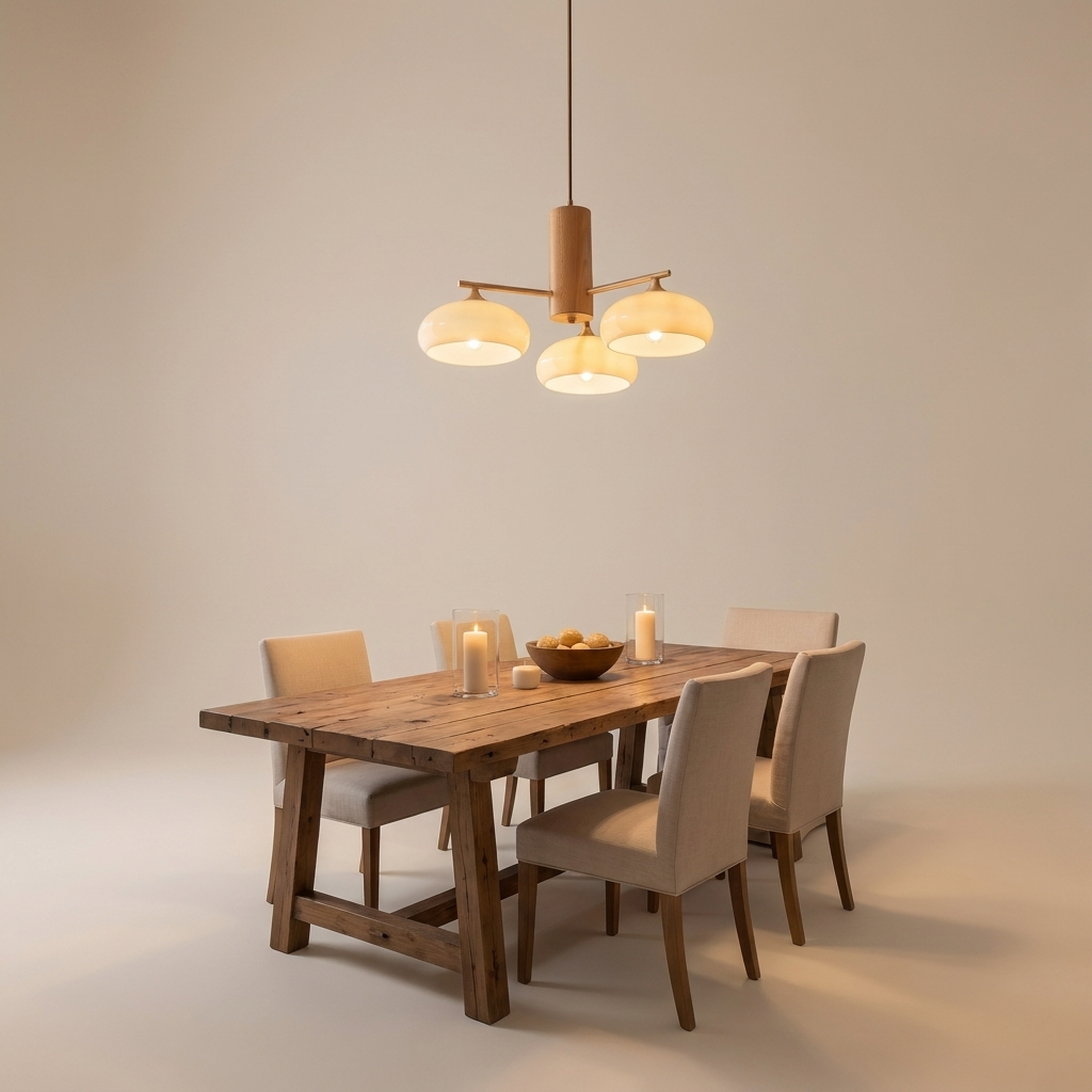 Copper chandelier with warm glow, Merchant Center product photo
