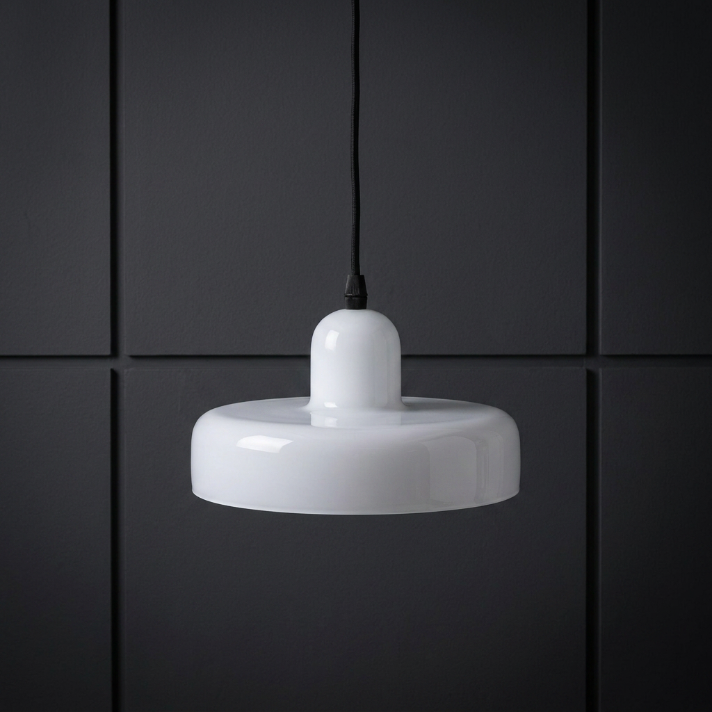 Designer white colored glass pendant light, Merchant Center product photo