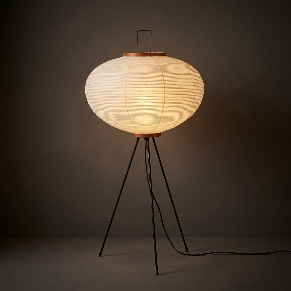 Designer rice paper floor lamp, Merchant Center product photo