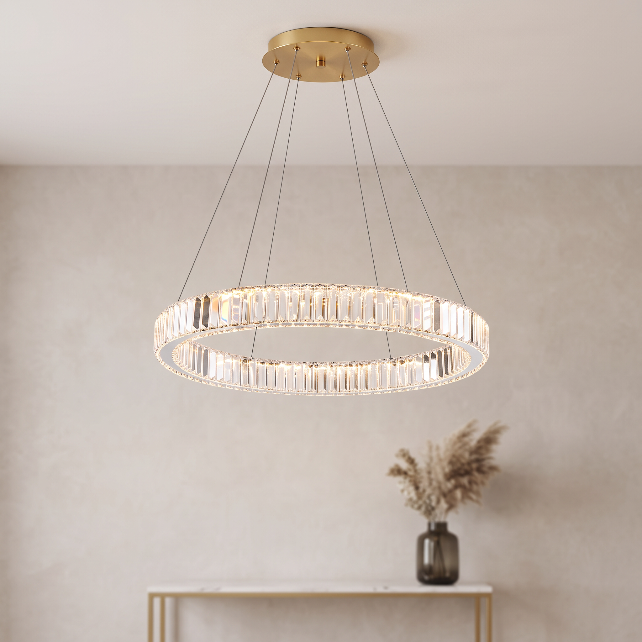 Solaria Crystal Ring Chandelier, 80cm, in a premium modern-luxury interior