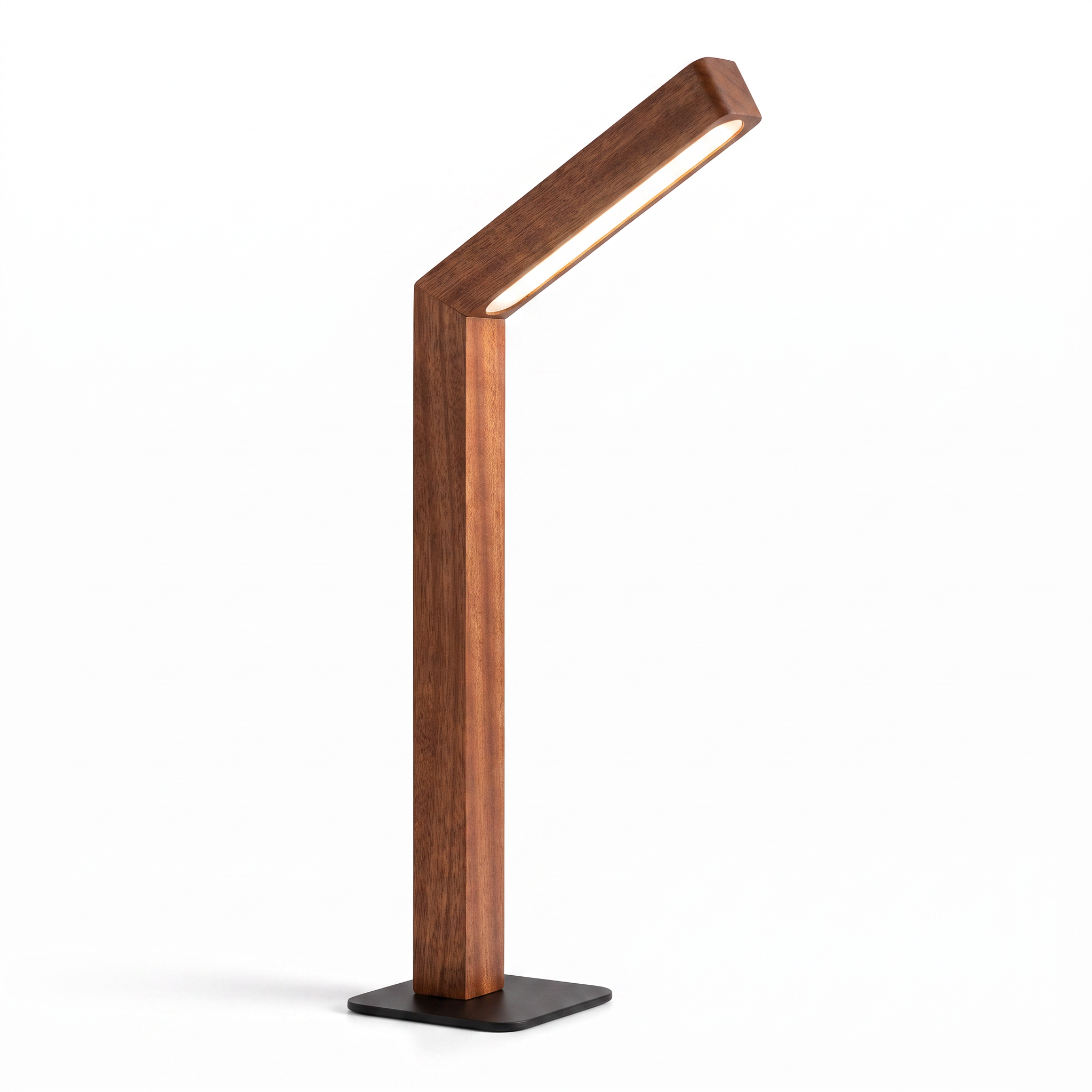 Nordic Touch Table Lamp, Sapele Wood finish, pure white background