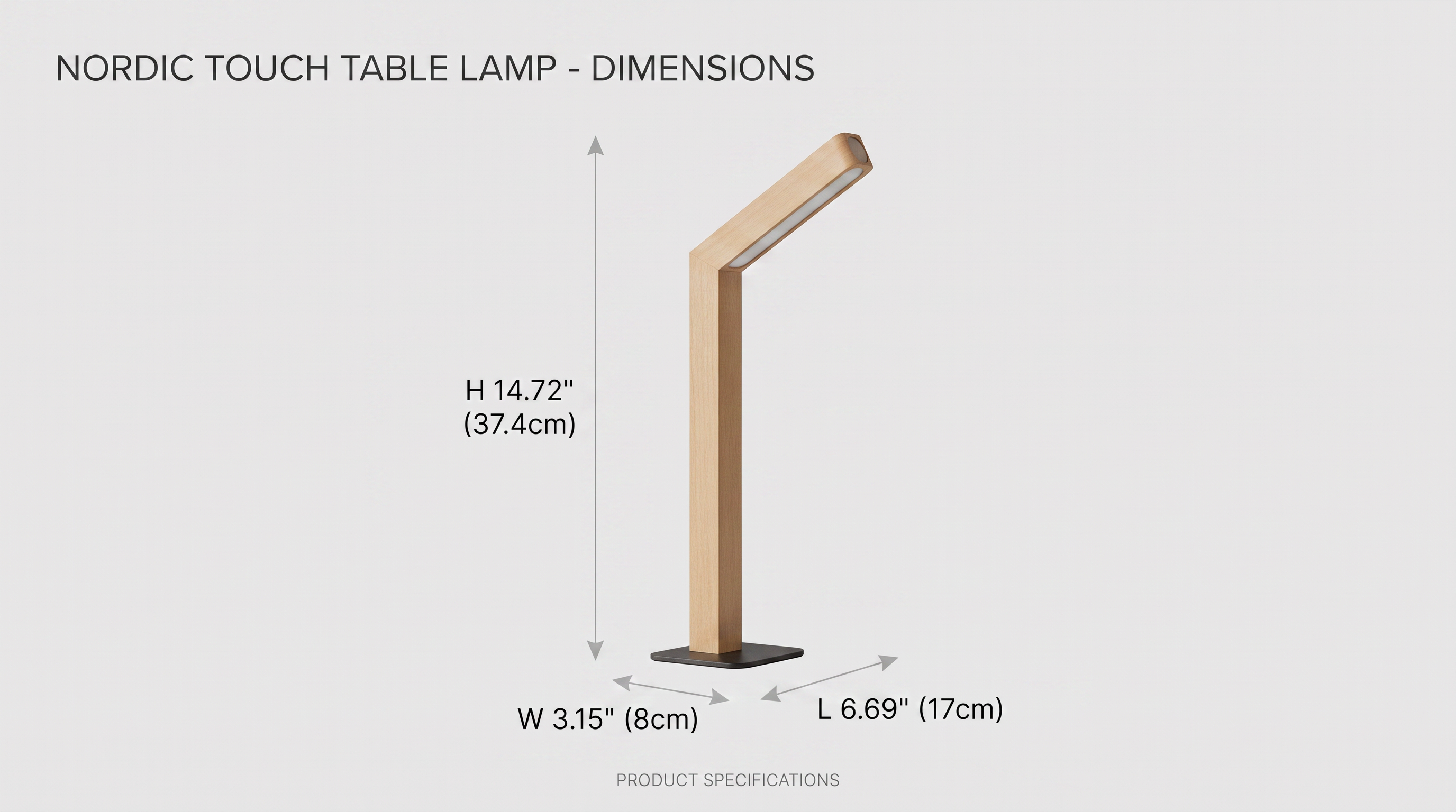 Nordic Touch Table Lamp dimension guide: 6.69 x 3.15 x 14.72 inches