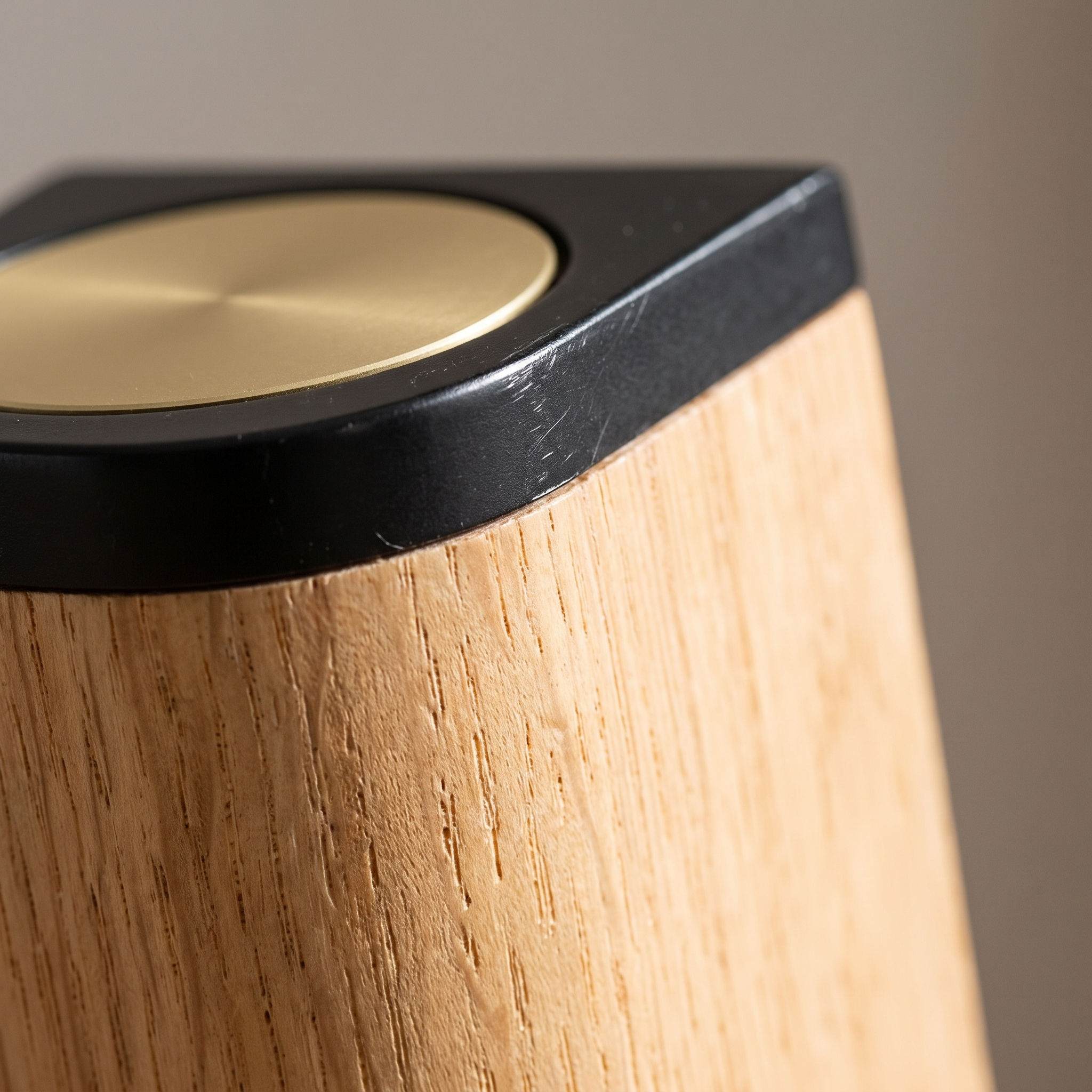 Nordic Touch Table Lamp close-up, wood grain and metal detailing