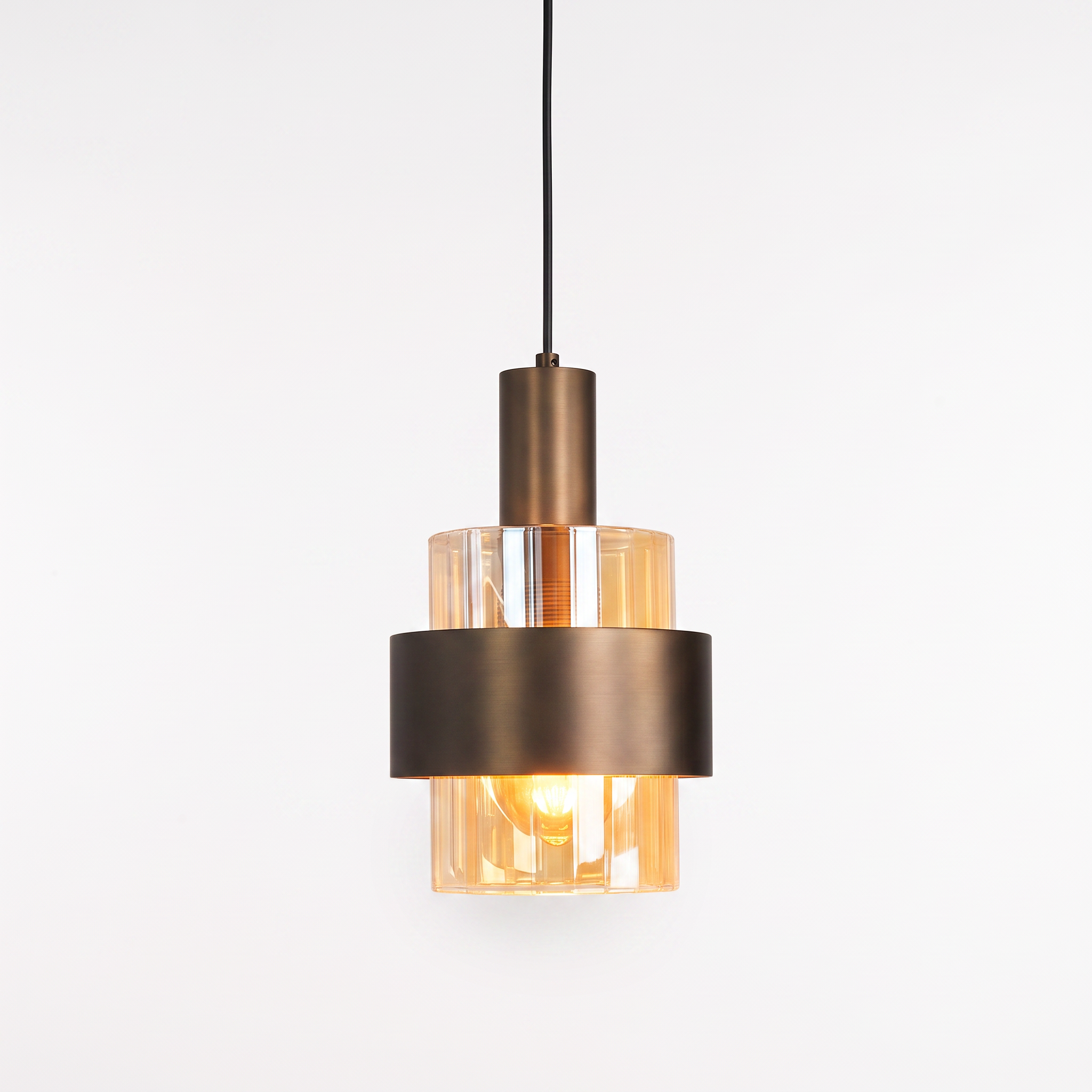 Nordic Glass Pendant Chandelier Set, single fixture centered, pure white background