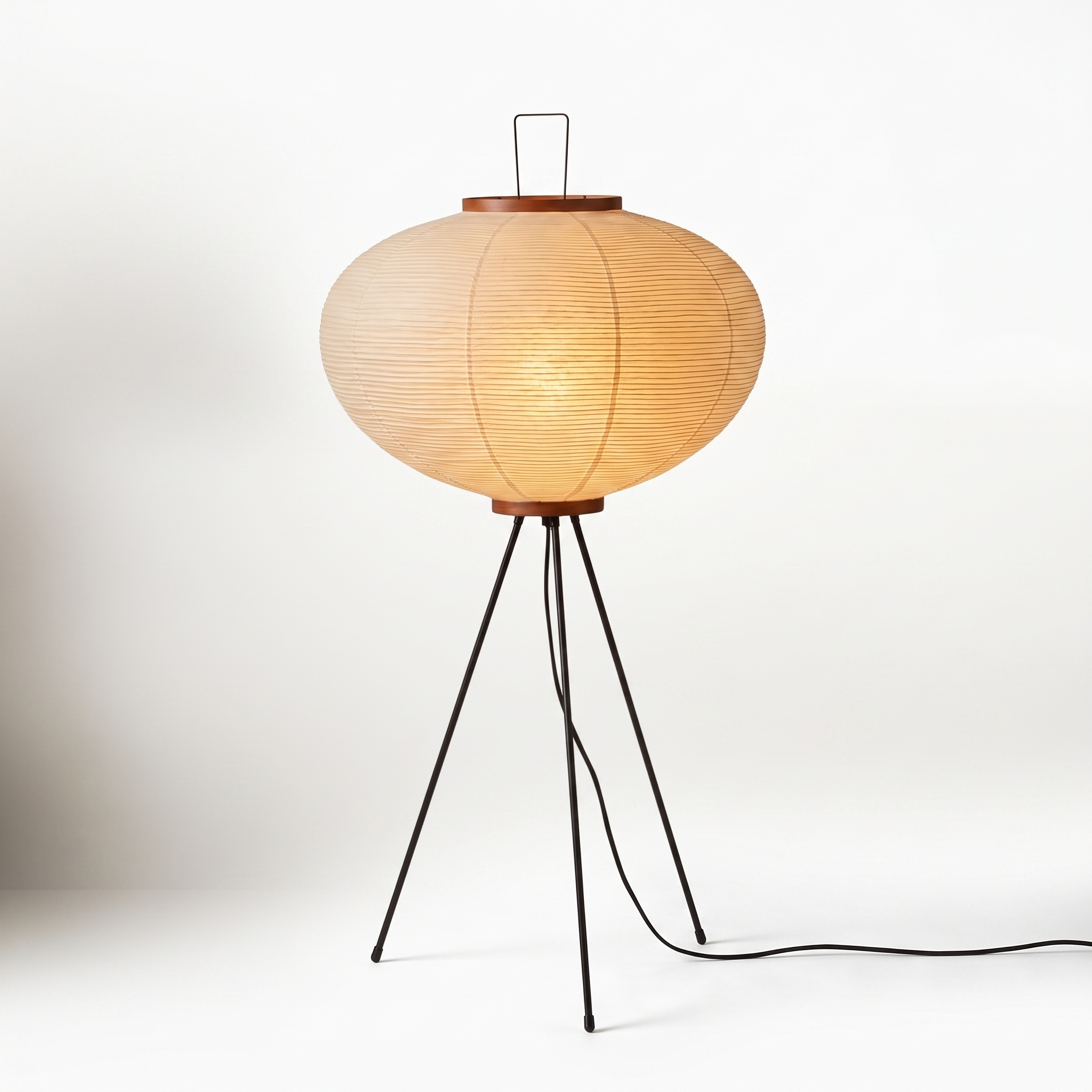Designer Rice Paper Floor Lamp, white background hero