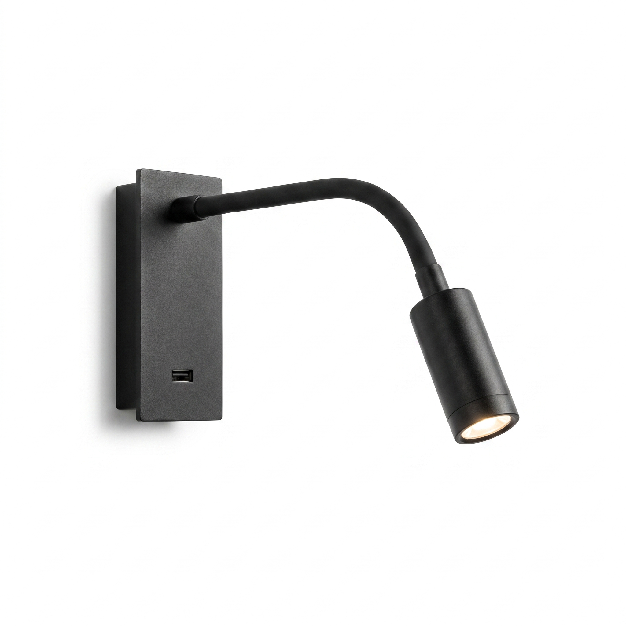 Bedside Reading Wall Light with USB Charging, white background hero