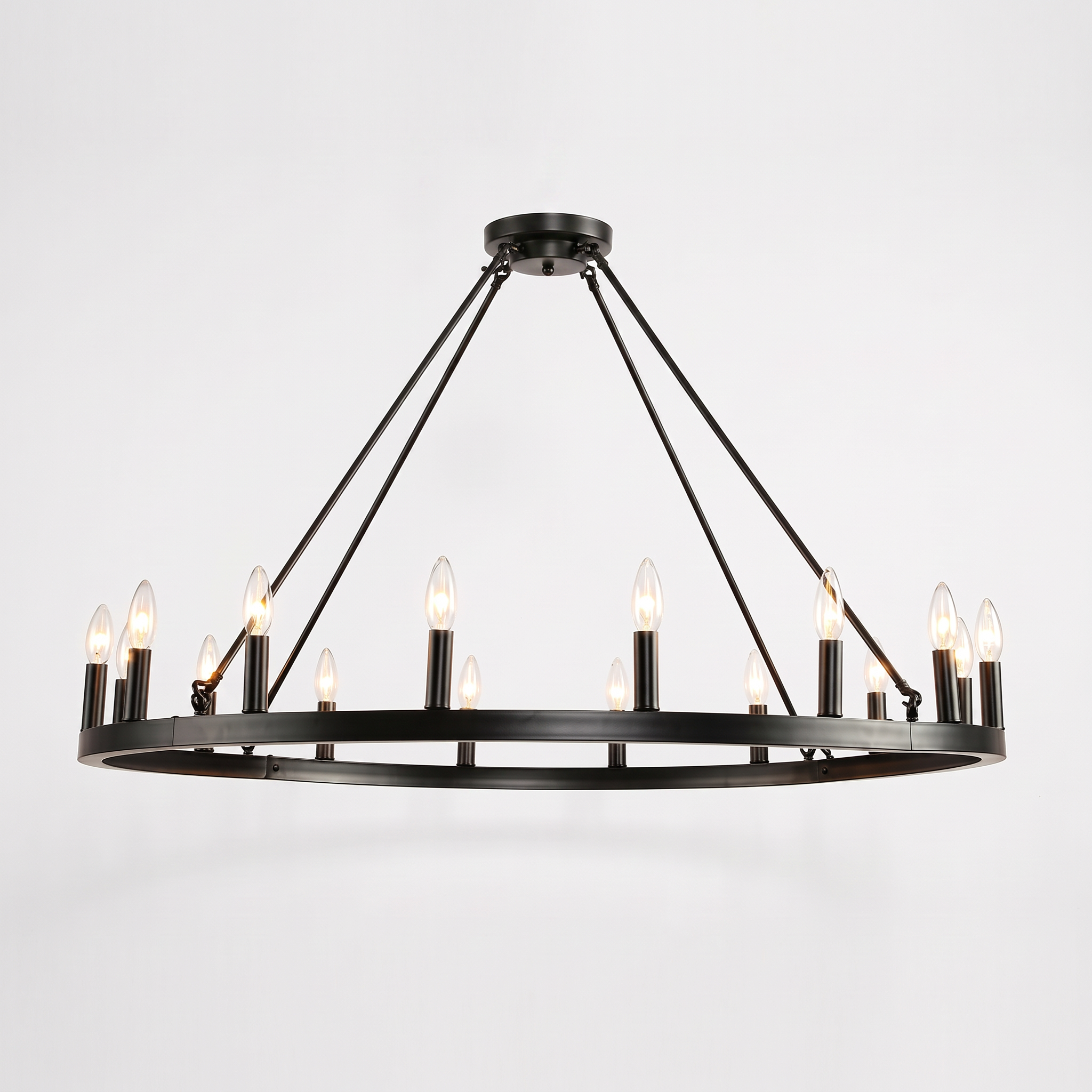 Wagon Wheel Chandelier 16-Light Farmhouse, white background hero