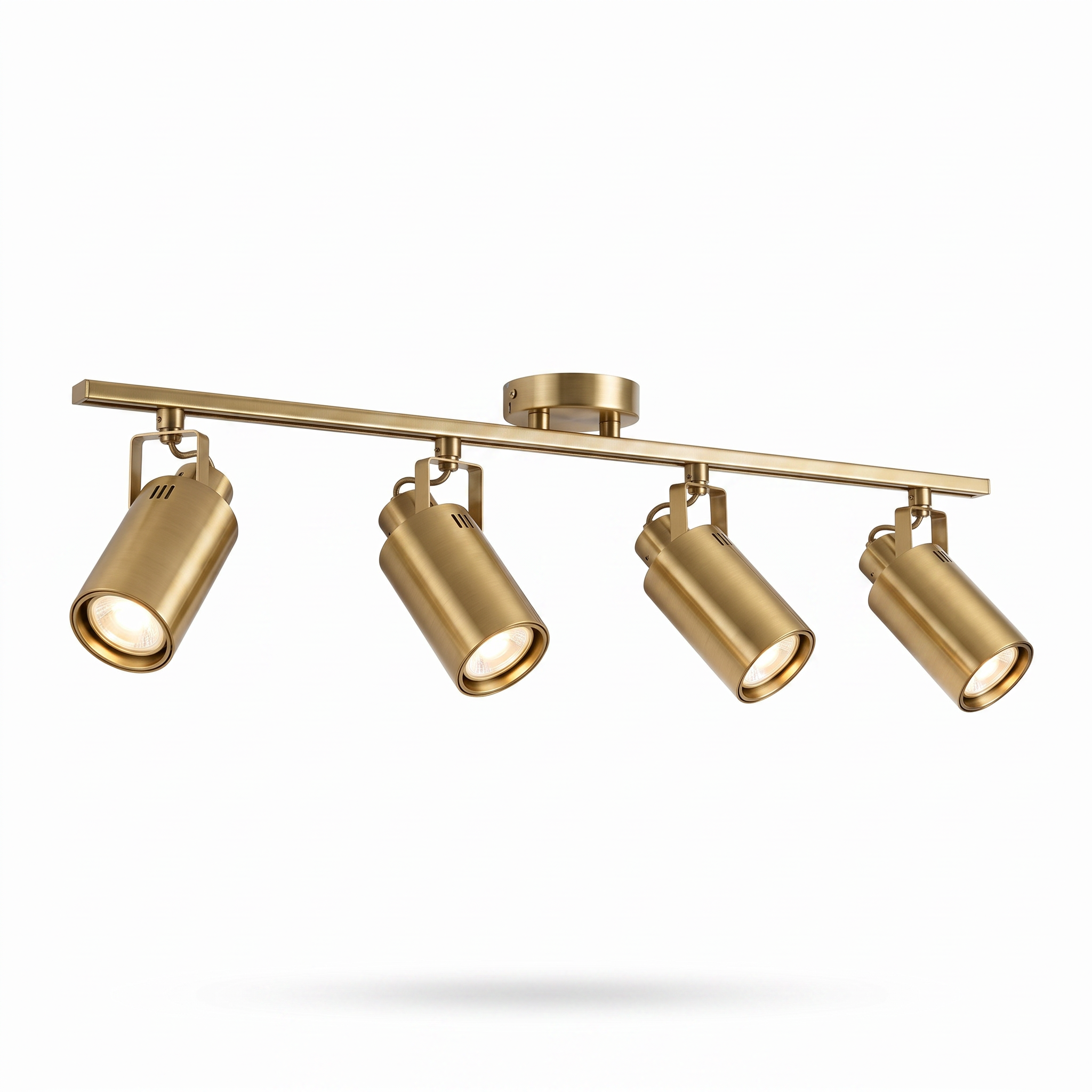 4-Head Track Lighting for Kitchen & Living Room, brushed brass, white background hero