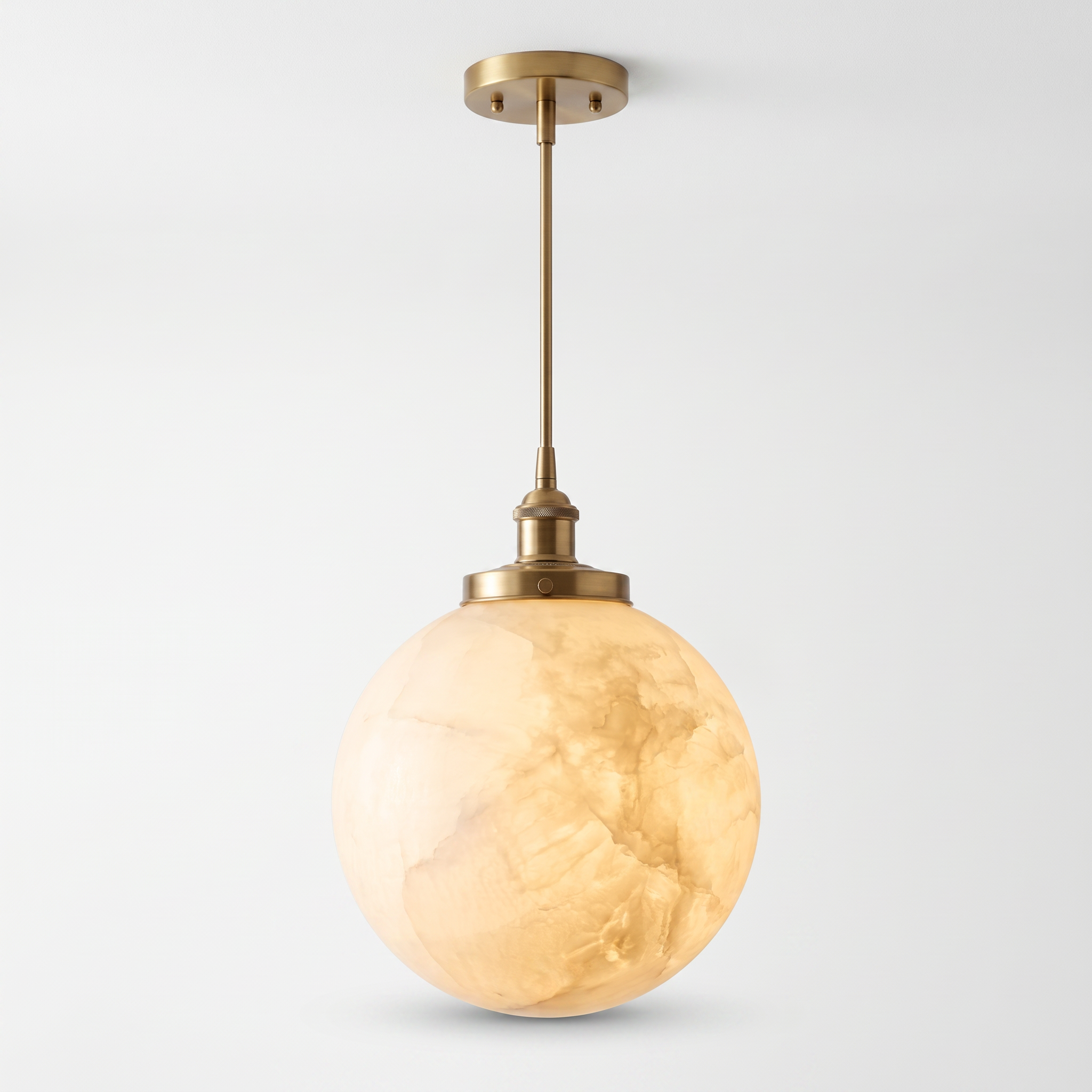 Alabaster Globe Pendant Light for Kitchen Island, white background hero