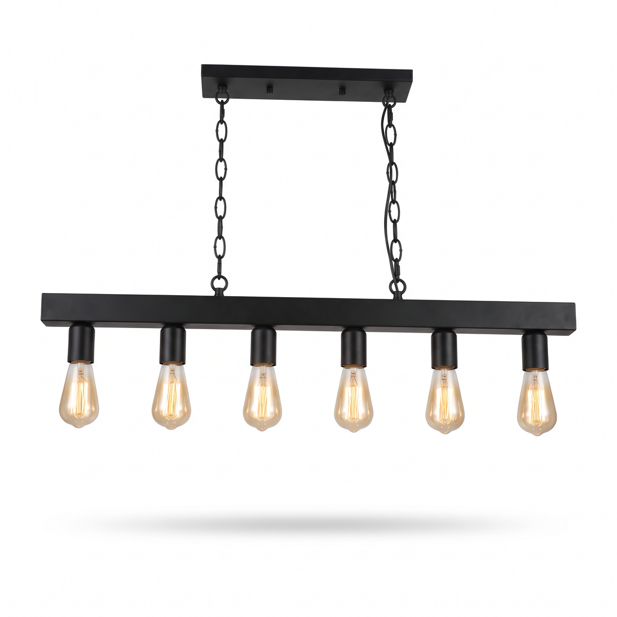 Linear Farmhouse Chandelier for Dining Room & Kitchen Island, white background hero