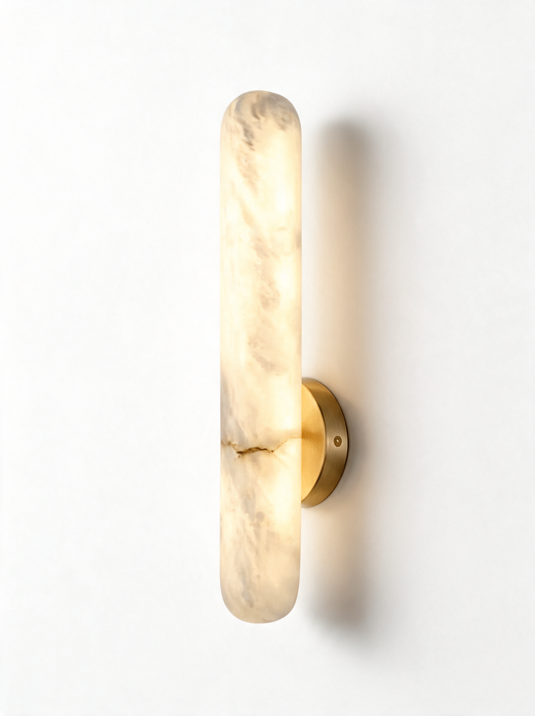 AIR HAVEN Slim Alabaster Copper Sconce - three-quarter studio view