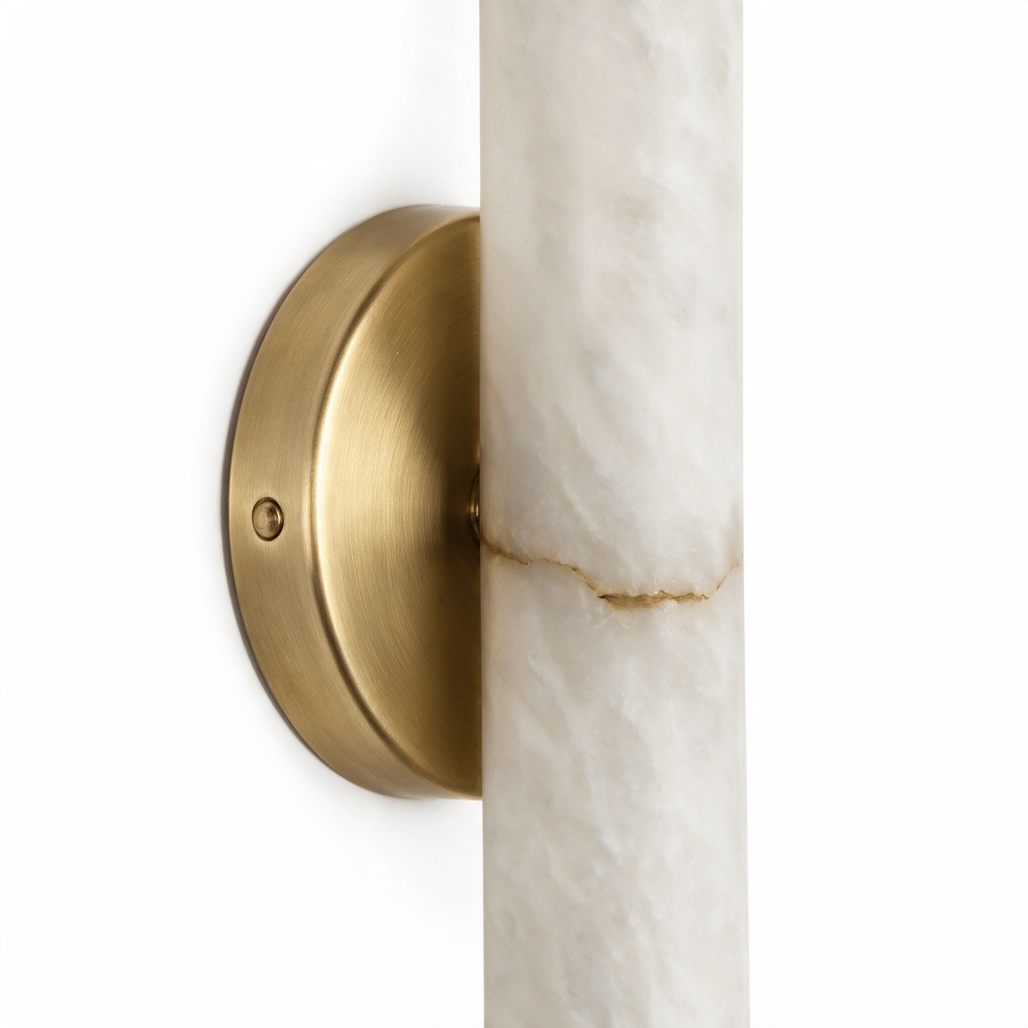 AIR HAVEN Slim Alabaster Copper Sconce - brass backplate construction detail
