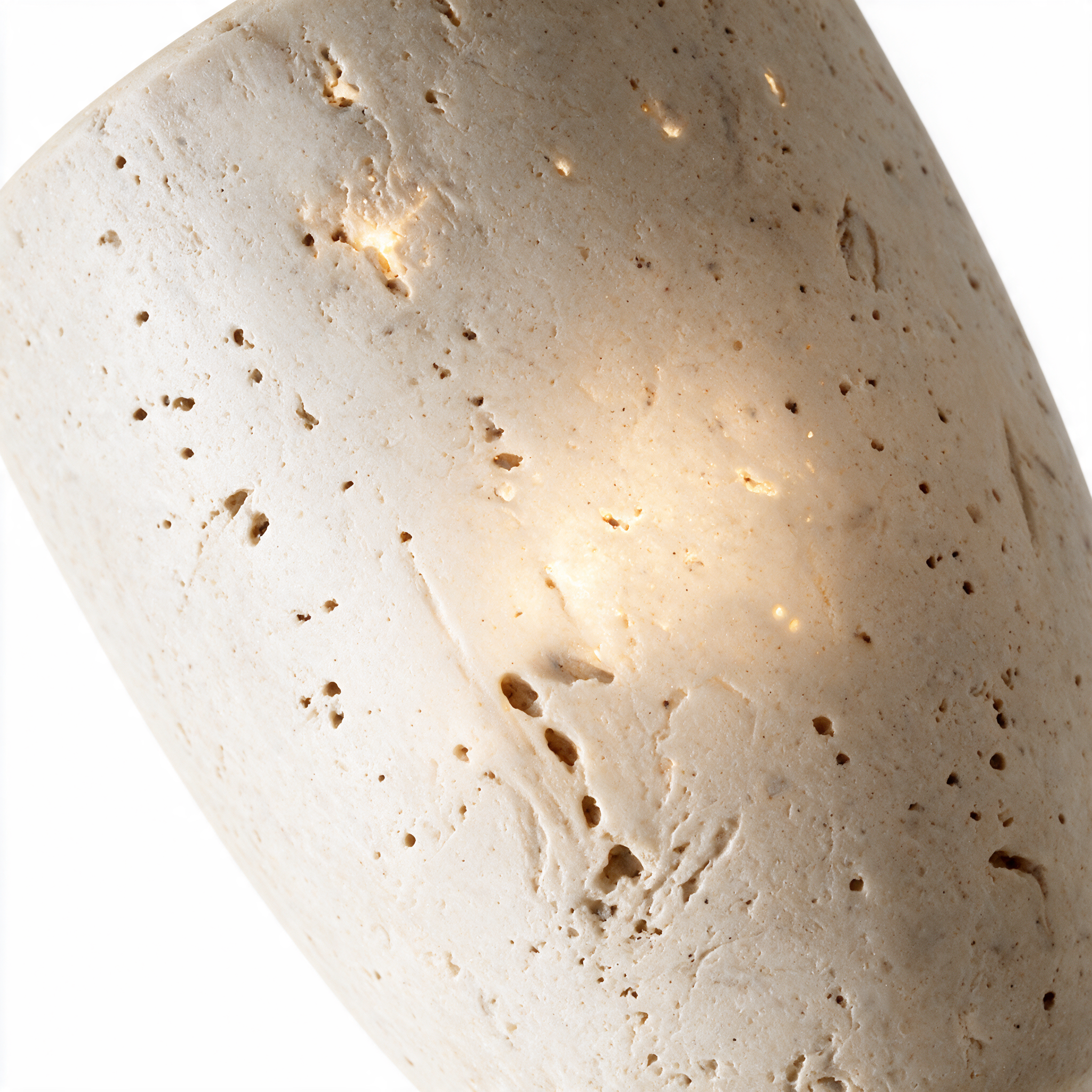 AIR HAVEN Slim Travertine Wall Sconce - natural travertine material detail