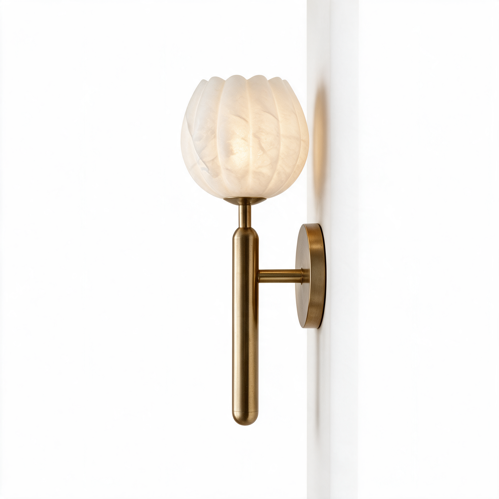 AIR HAVEN Sculptural Alabaster Copper Sconce - side profile elevation