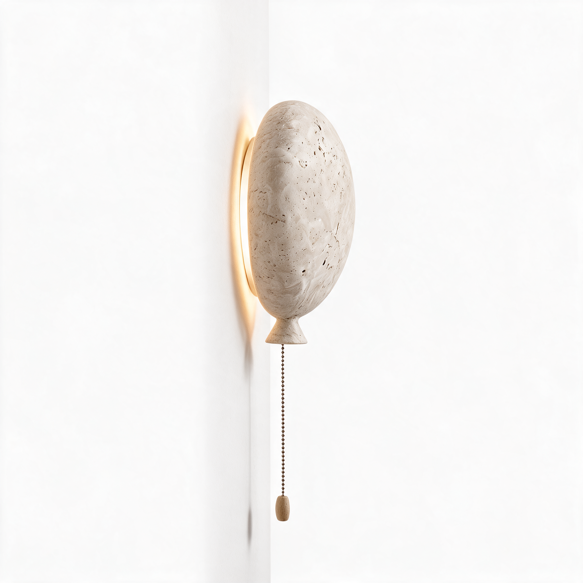 AIR HAVEN Organic Travertine Wall Lamp - side profile elevation
