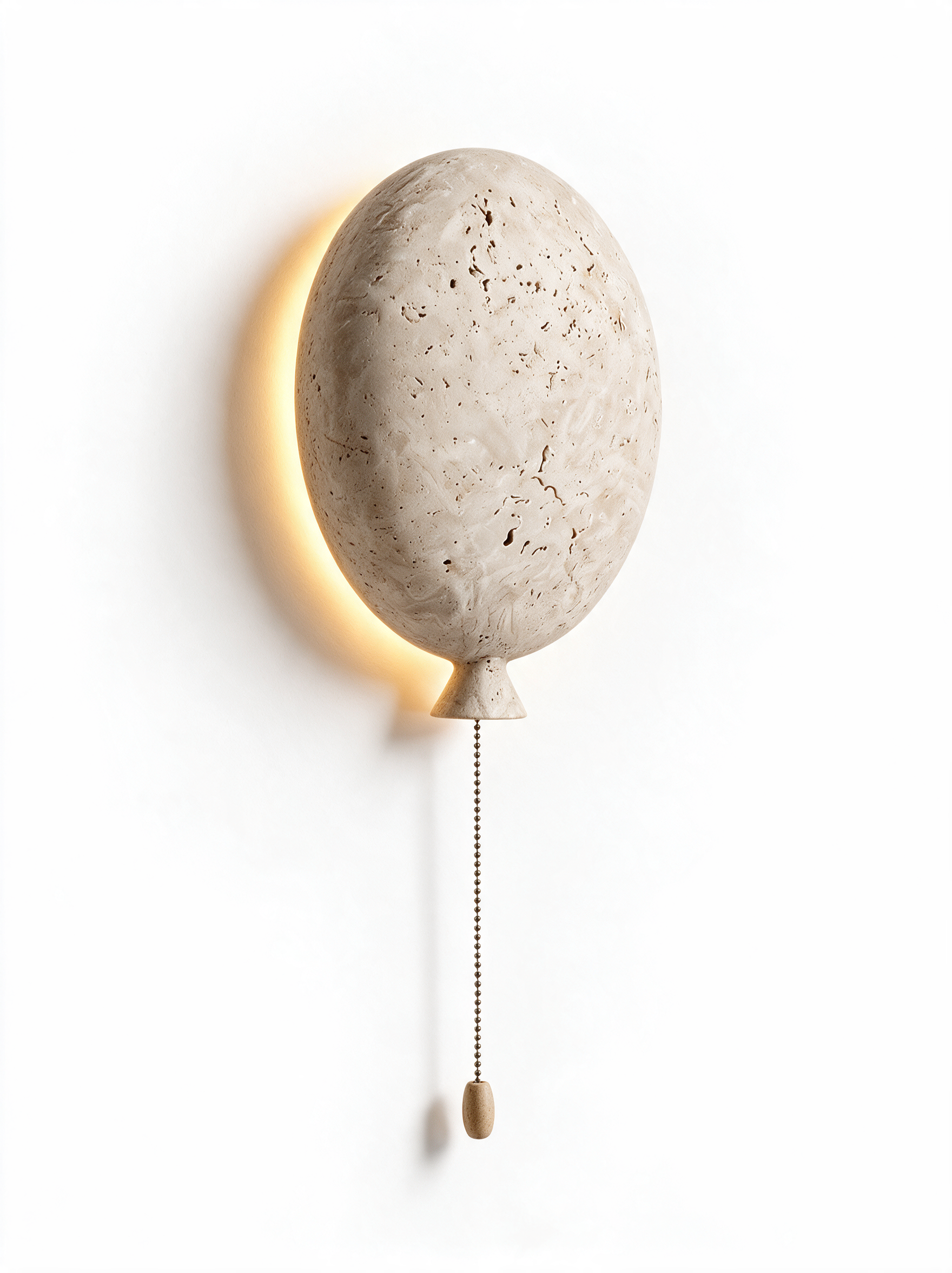 AIR HAVEN Organic Travertine Wall Lamp - three-quarter studio view