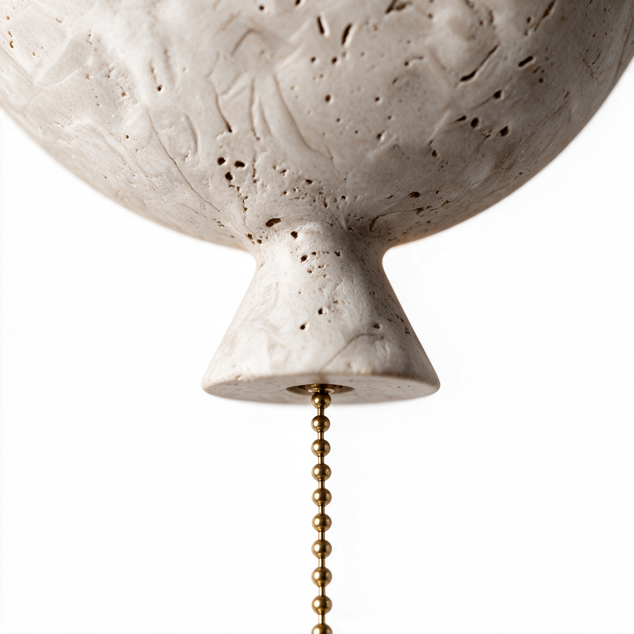 AIR HAVEN Organic Travertine Wall Lamp - base and chain construction detail