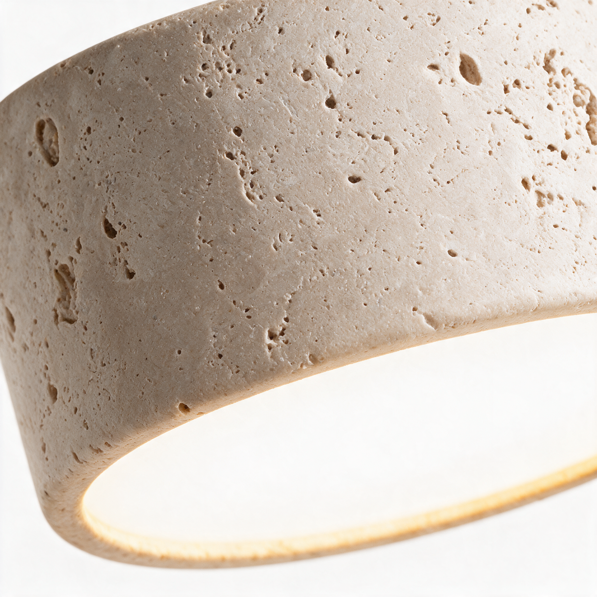AIR HAVEN Travertine Walnut Wall Sconce - travertine material detail