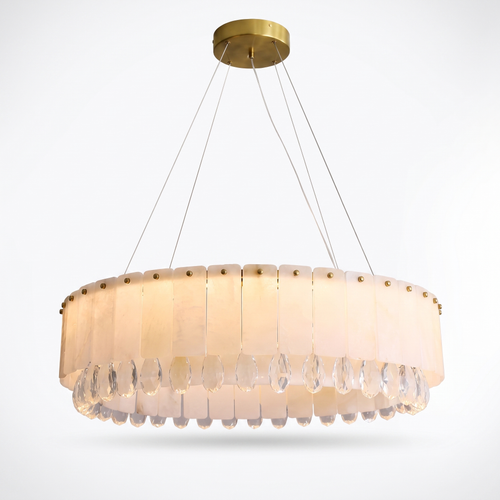Alabaster Crystal Round Chandelier