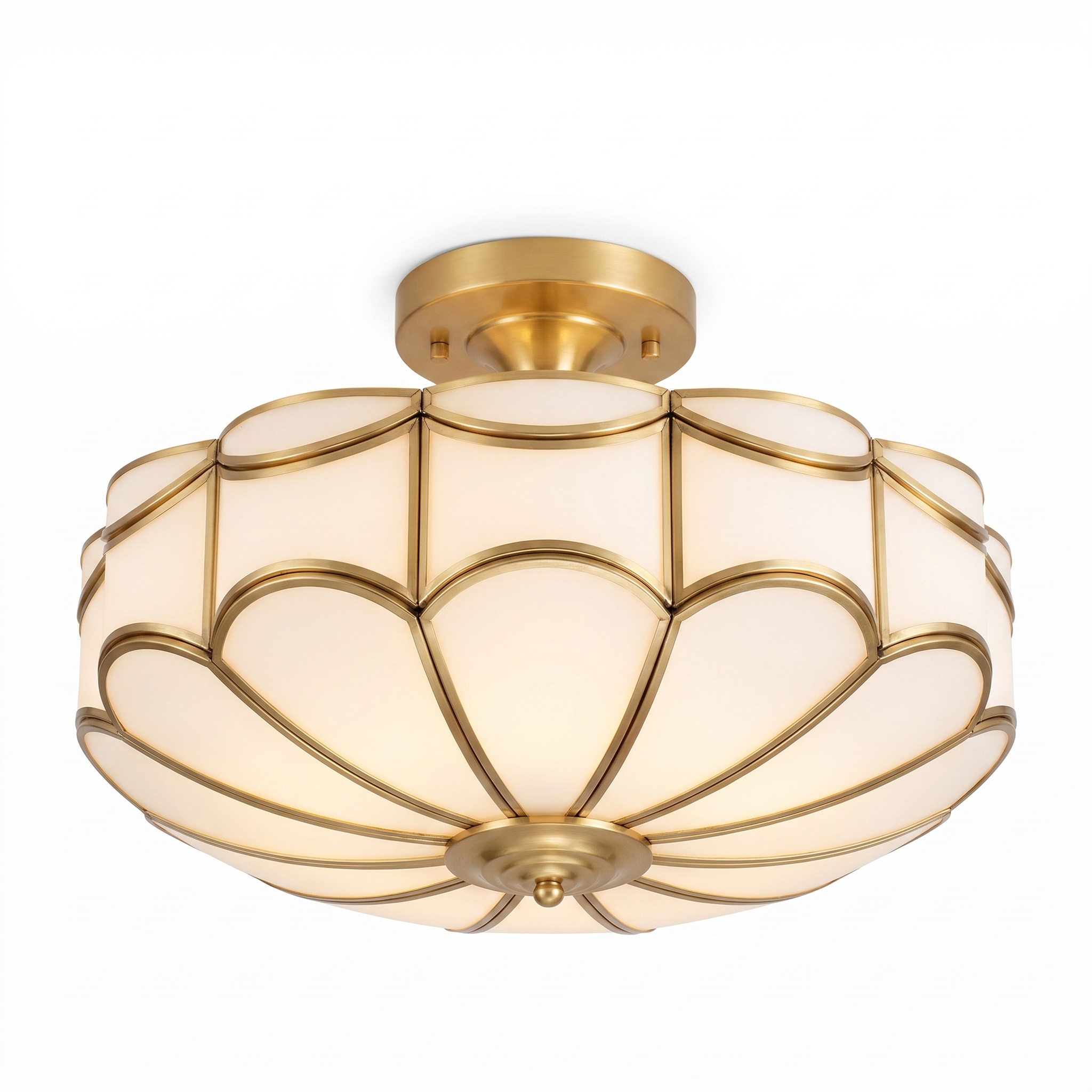 AIR HAVEN Copper Glass Flush Mount - three-quarter studio view