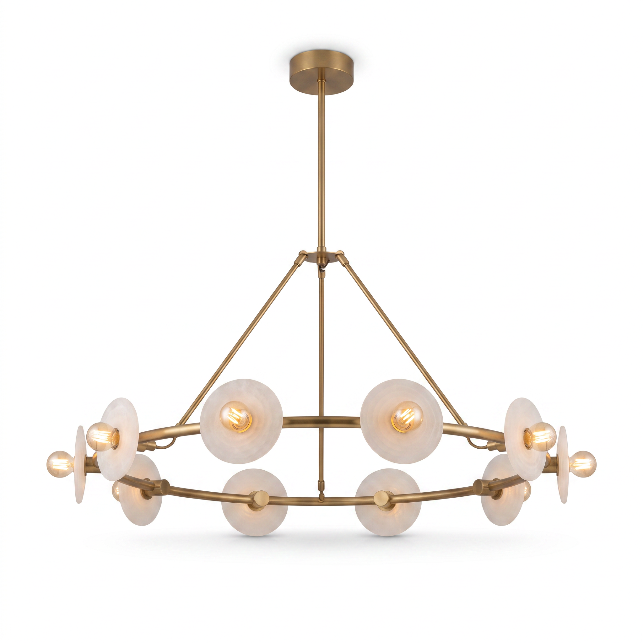 AIR HAVEN Ribbed Alabaster Chandelier 46in Brass - white background hero