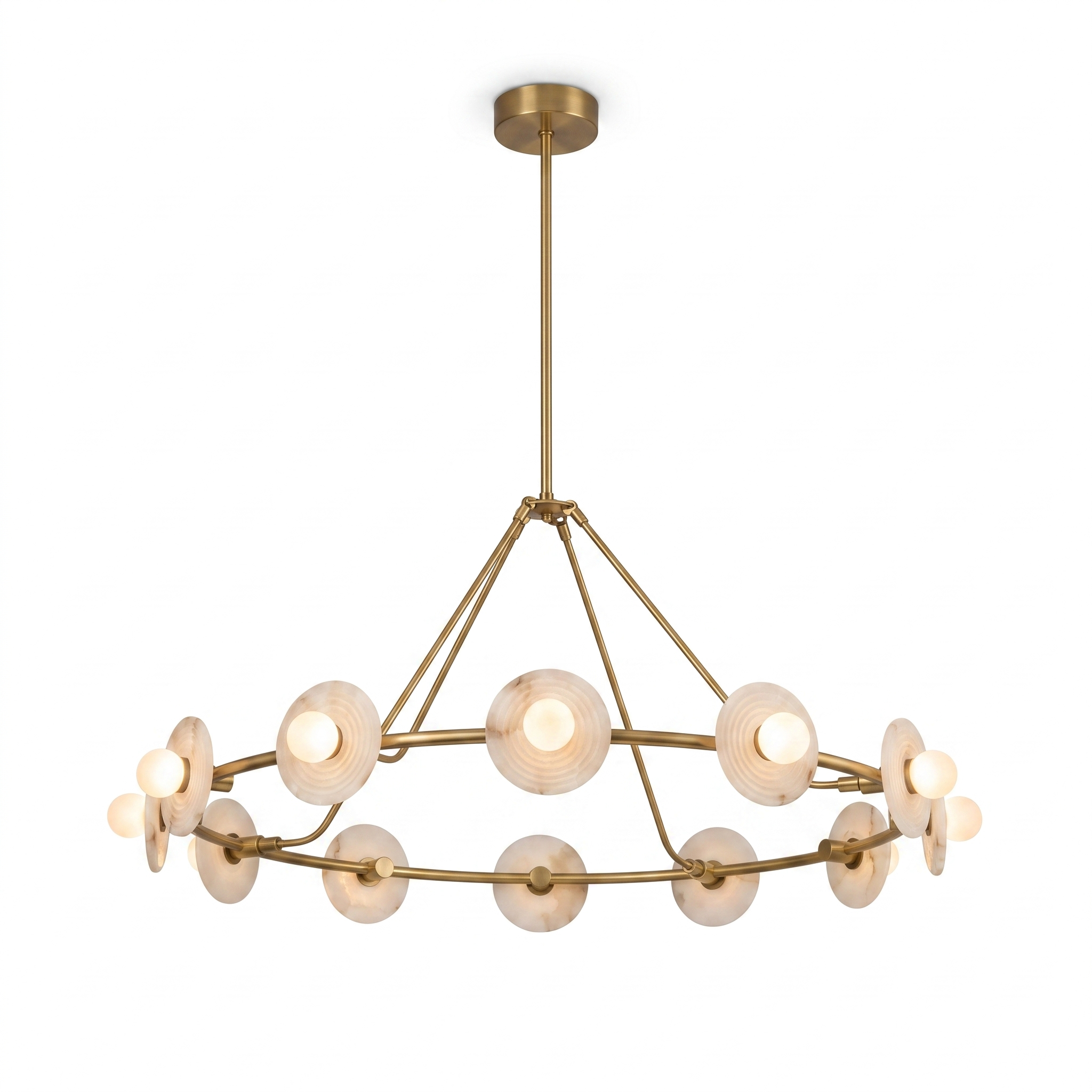 AIR HAVEN Ribbed Alabaster Chandelier 28in Brass - white background hero