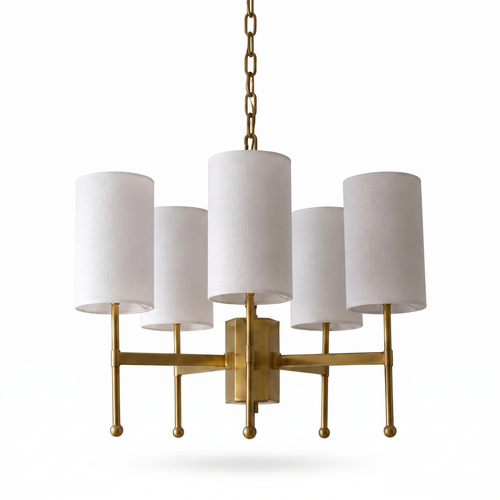 Brass Fabric Shade Chandelier