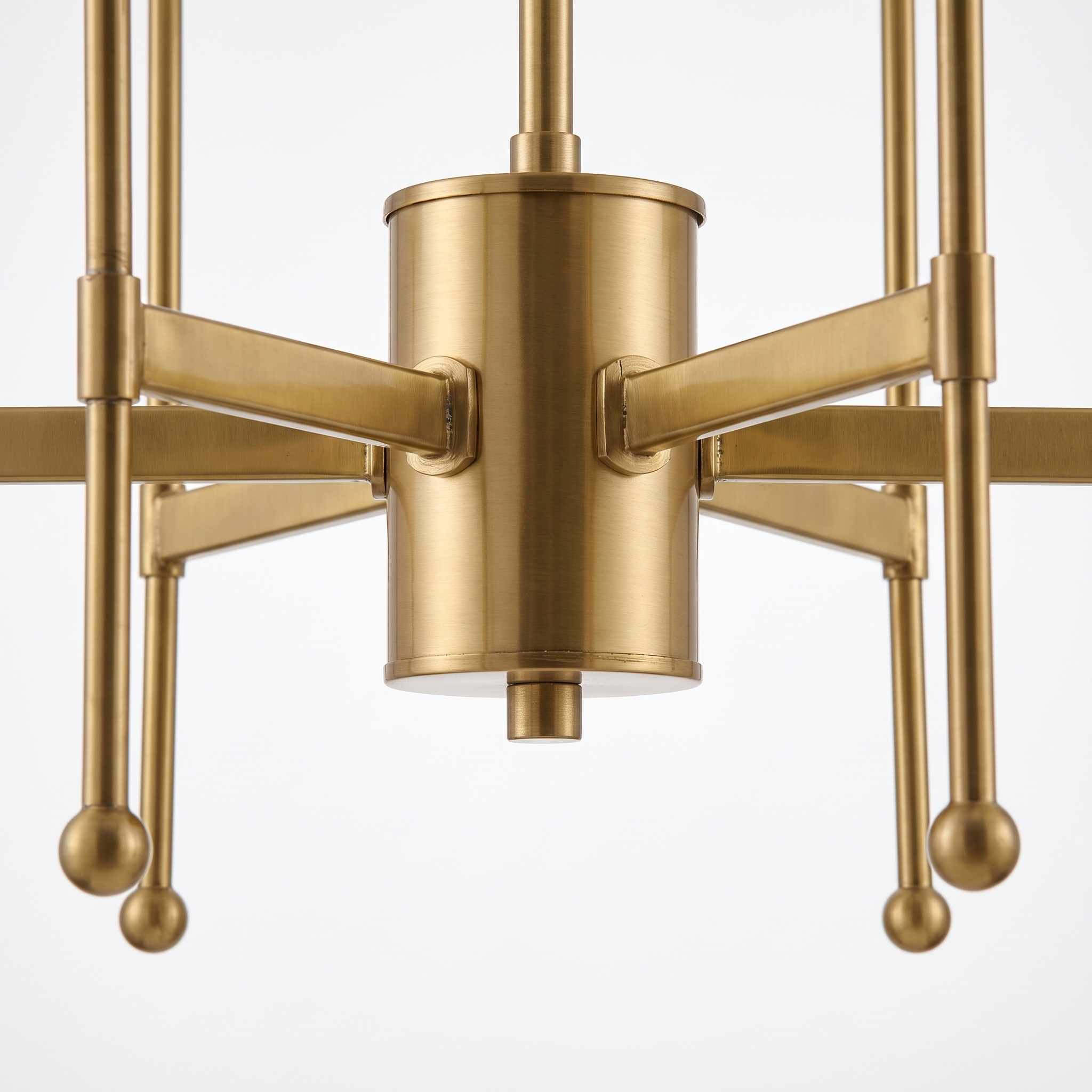 AIR HAVEN Brass Fabric Shade Chandelier 5-Head - Construction Detail