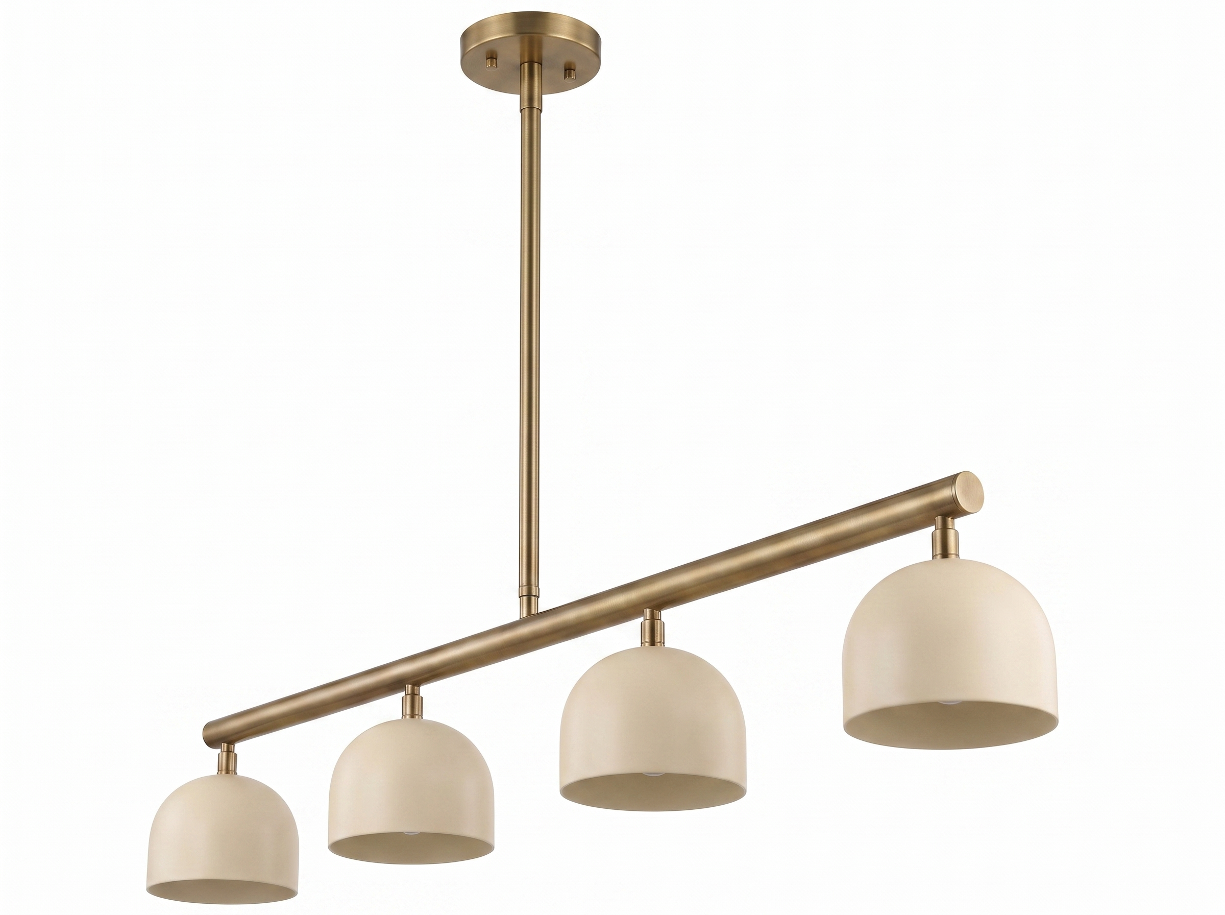 AIR HAVEN Brass Linear Dome Chandelier - Three-Quarter Studio View