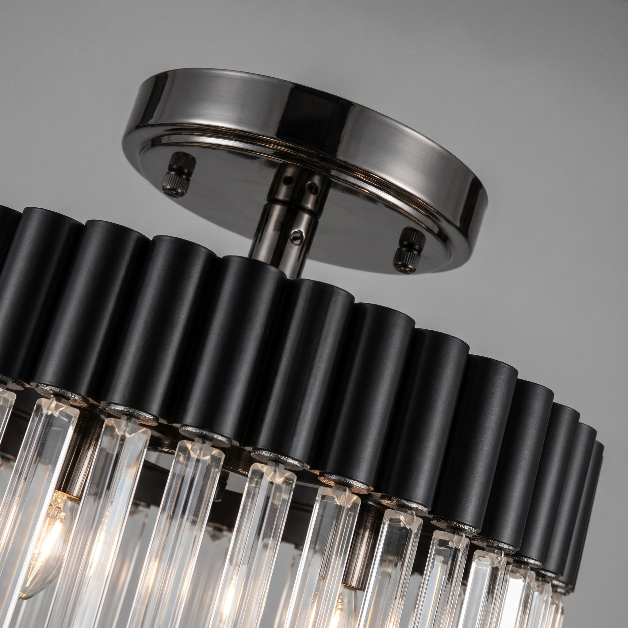 AIR HAVEN Crystal Flush Mount Light Black Chrome - Construction Detail