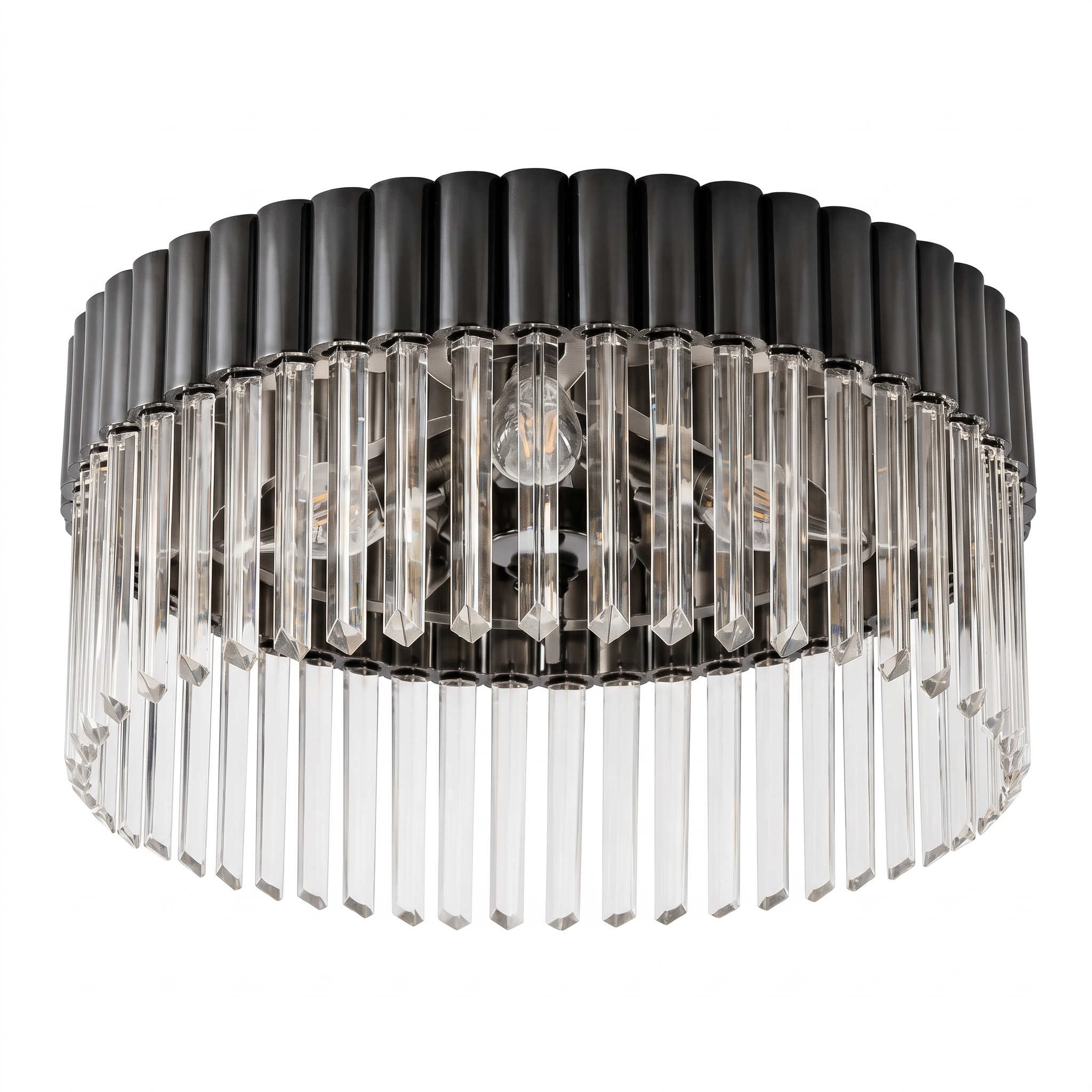 AIR HAVEN Crystal Flush Mount Light Black Chrome - Three-Quarter Studio View