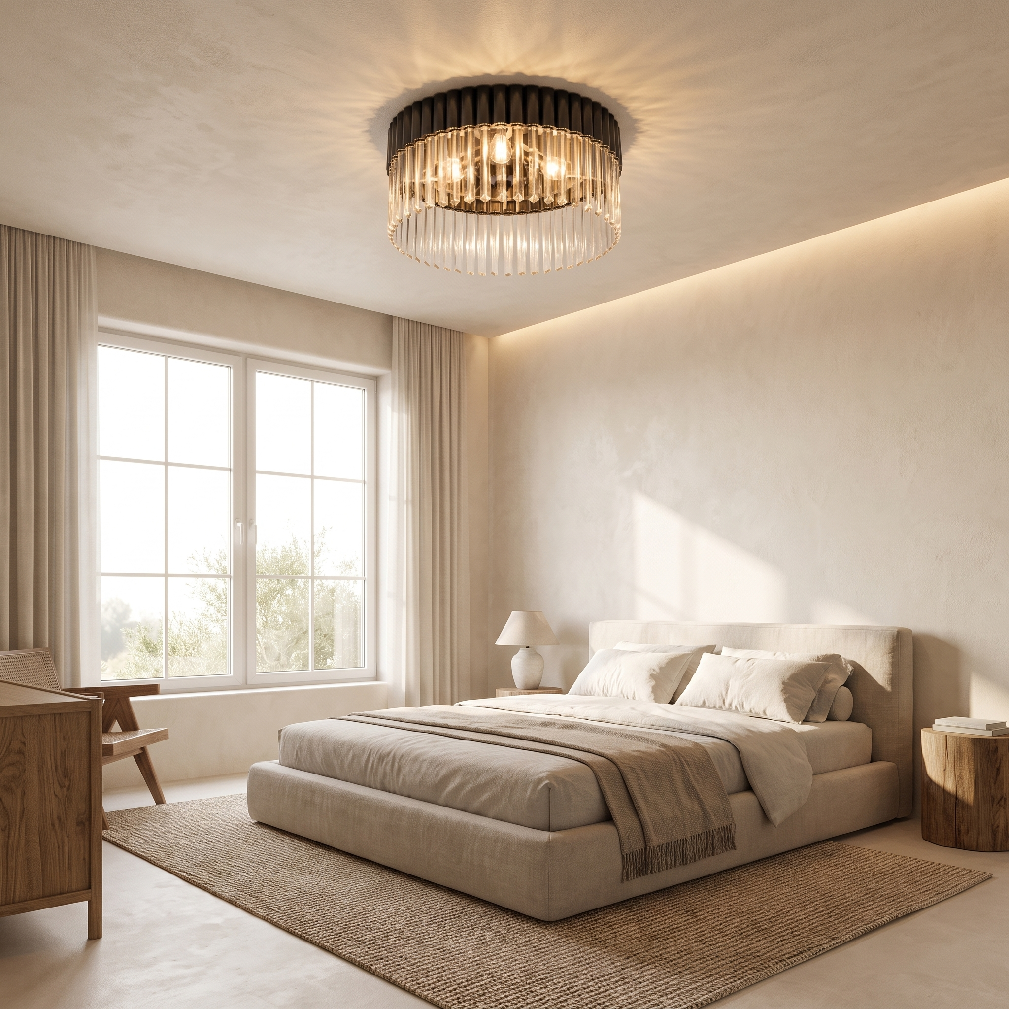 AIR HAVEN Crystal Flush Mount Light Black Chrome - Signature Lifestyle