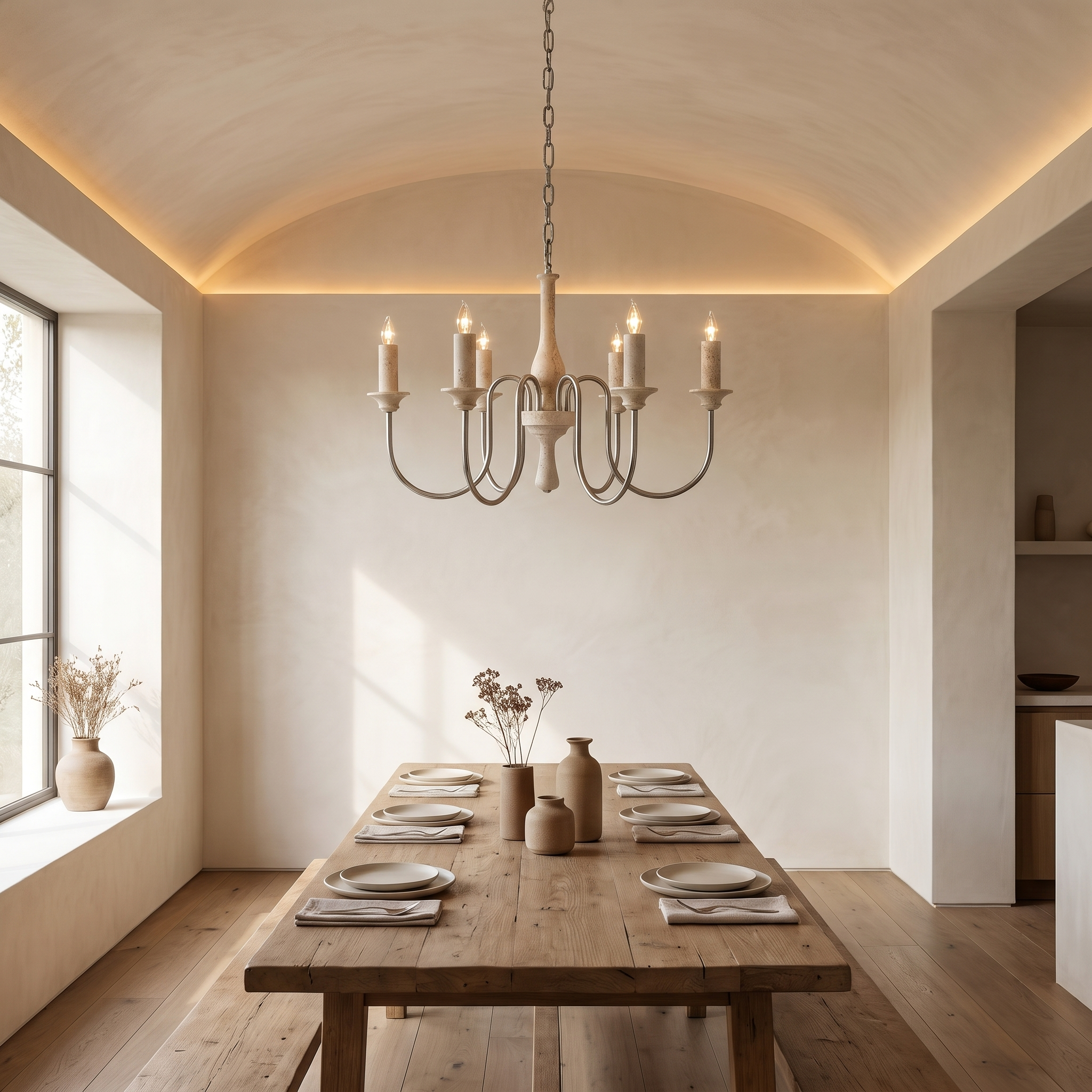 AIR HAVEN Travertine Candle Chandelier 6-Light - Signature Lifestyle