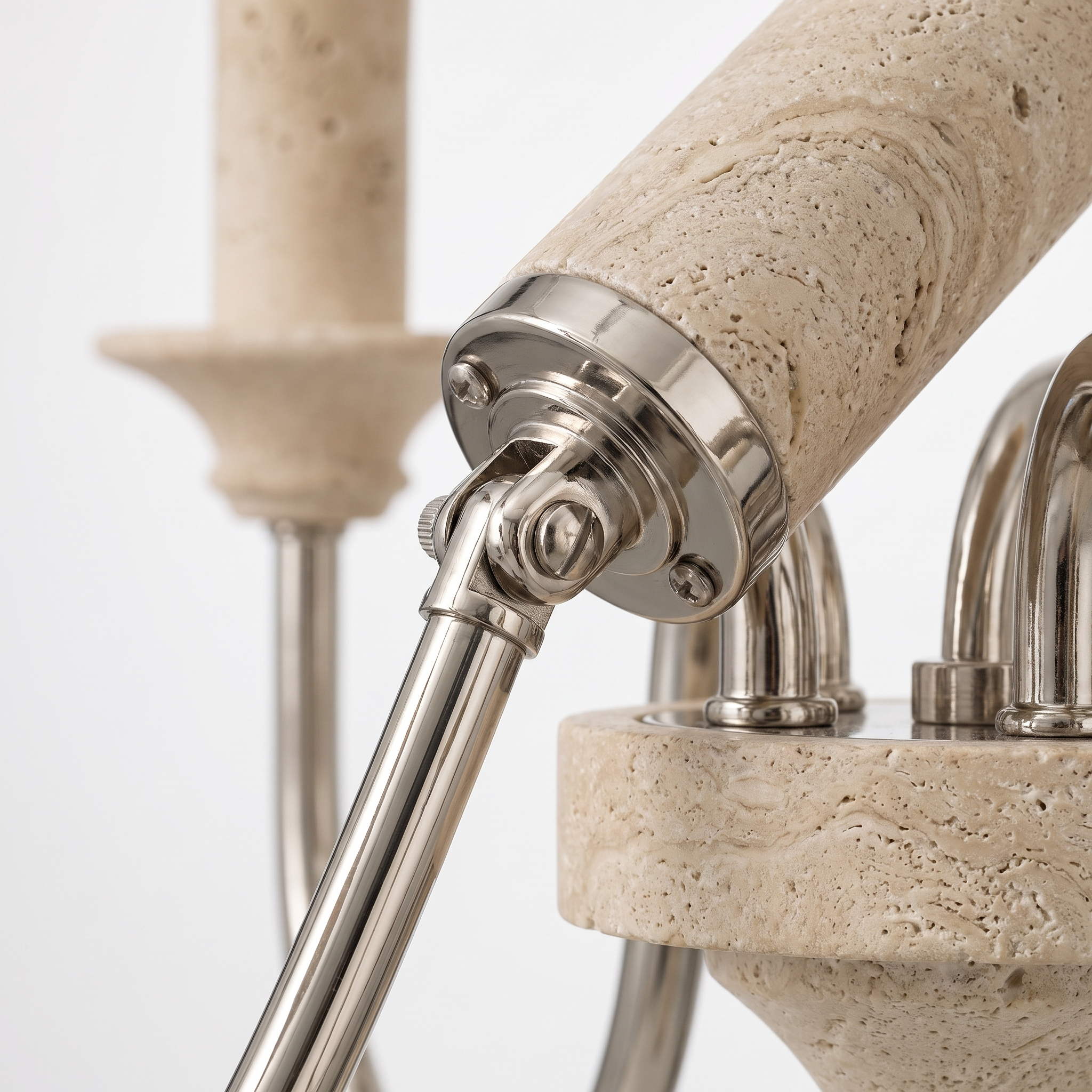 AIR HAVEN Travertine Candle Chandelier 6-Light - Construction Detail