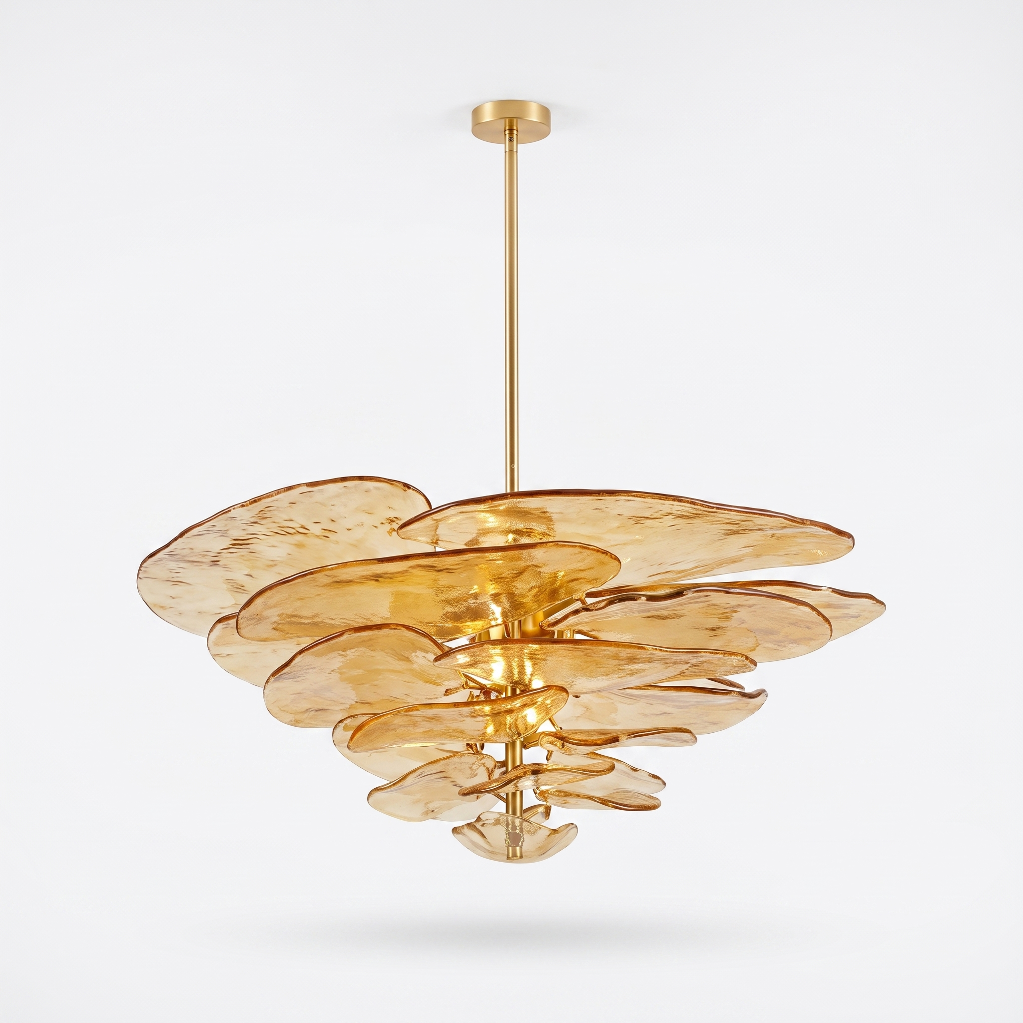 AIR HAVEN Amber Glass Petal Chandelier - White Hero