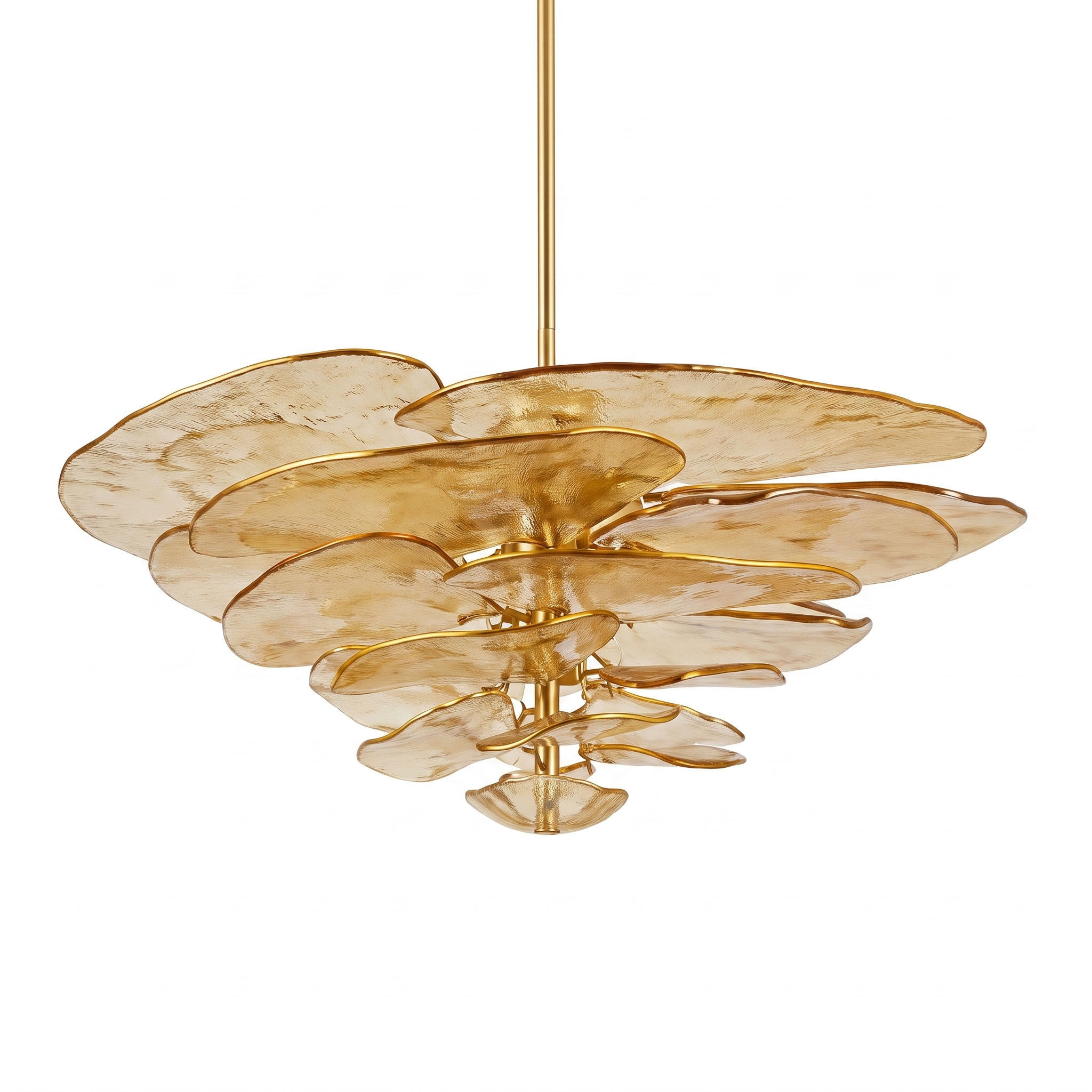 AIR HAVEN Amber Glass Petal Chandelier - Three-Quarter Studio