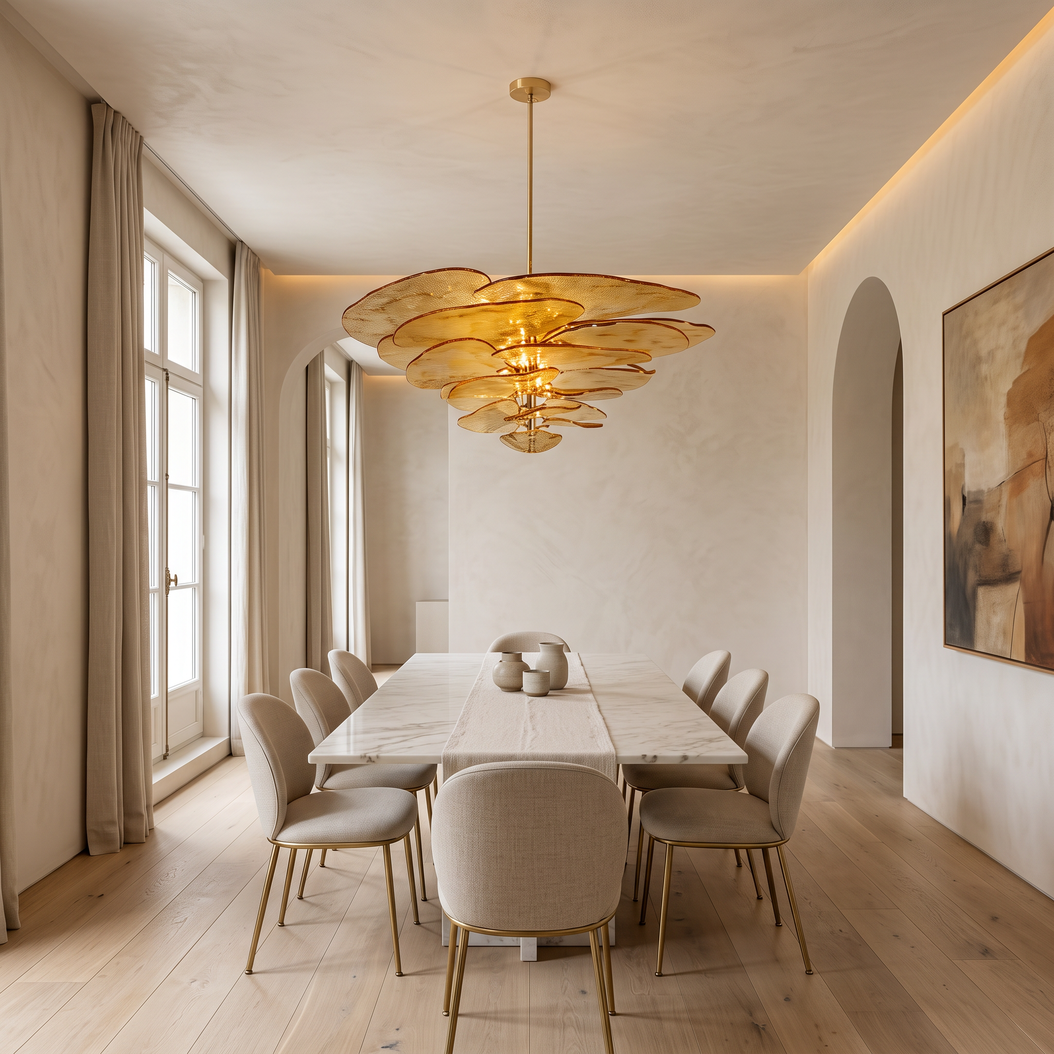 AIR HAVEN Amber Glass Petal Chandelier - Signature Lifestyle