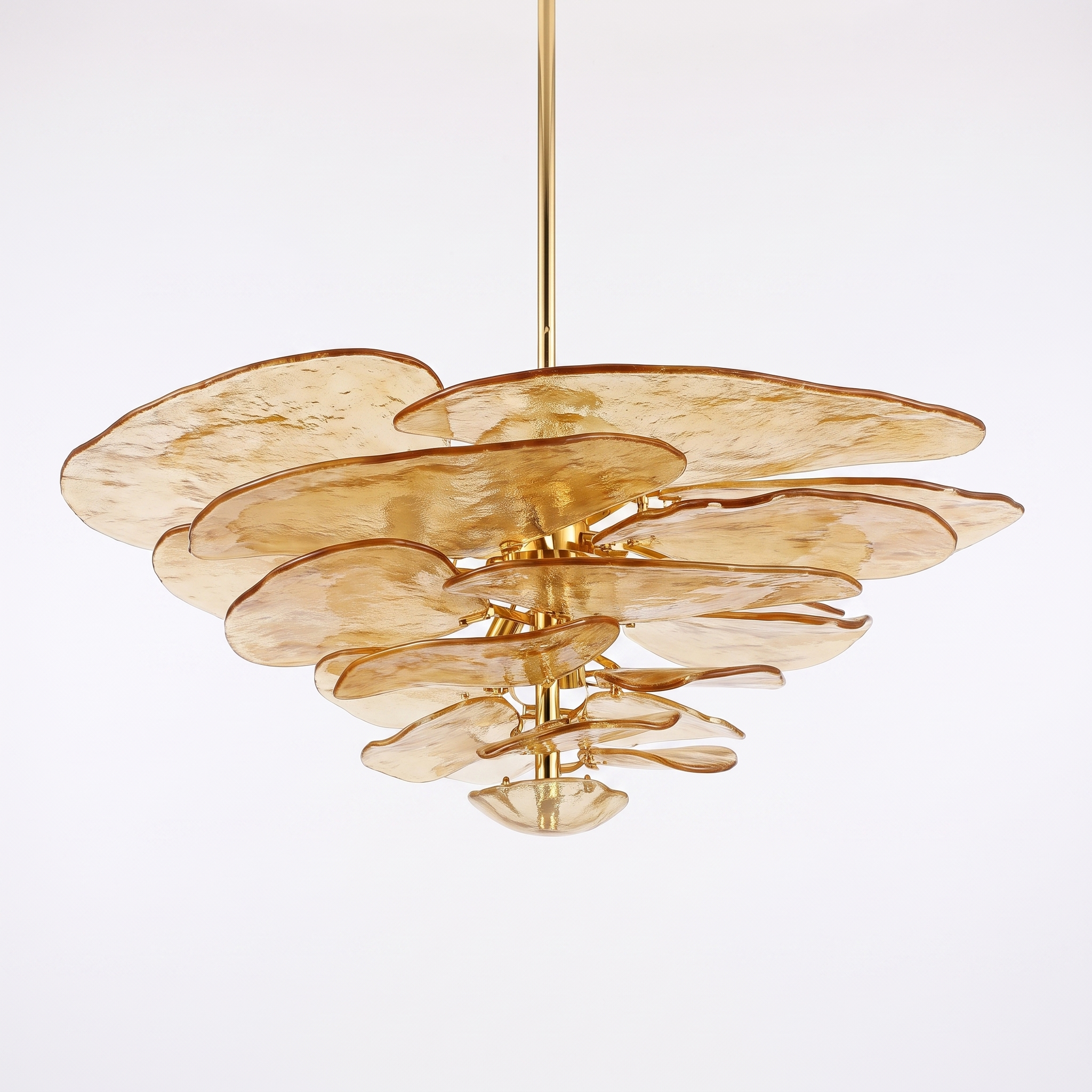 AIR HAVEN Amber Glass Petal Chandelier - Front Elevation